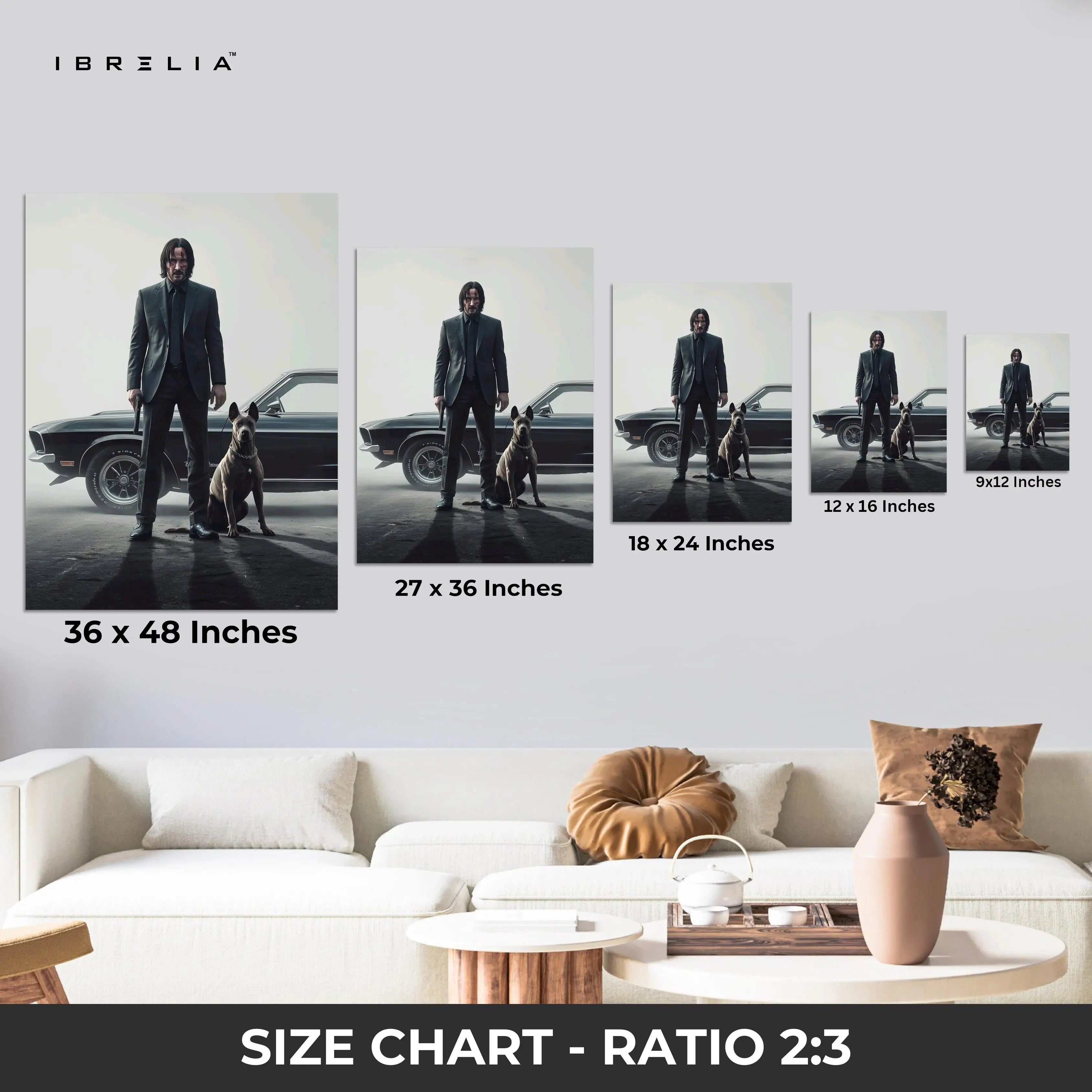John Wick Dog & Mustang Cinematic 4K Ultra Wrap Frame Wall Art in Pakistan | IBRELIA™ IBRELIA