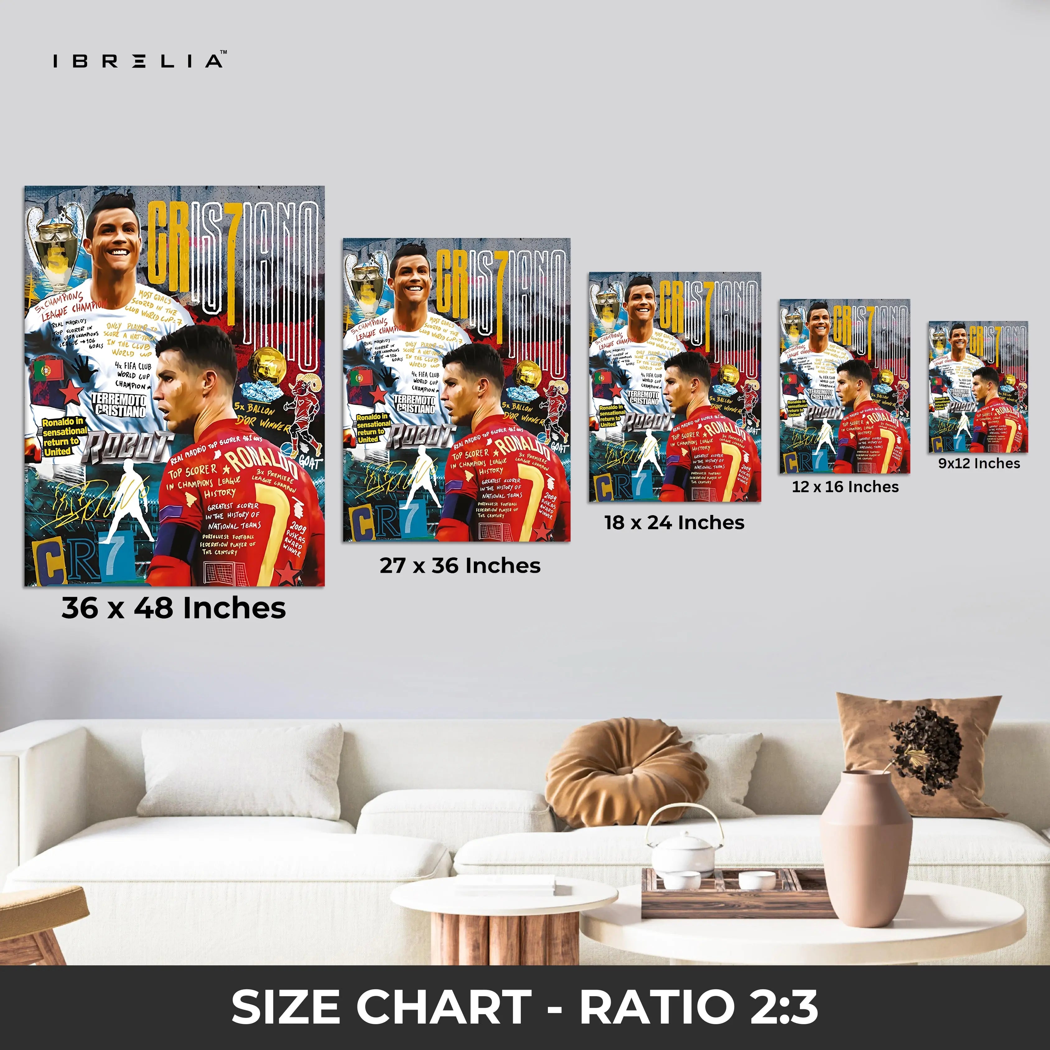 Cristiano Ronaldo “GOAT Legacy” 4K Wall Art in Pakistan | IBRELIA™ IBRELIA
