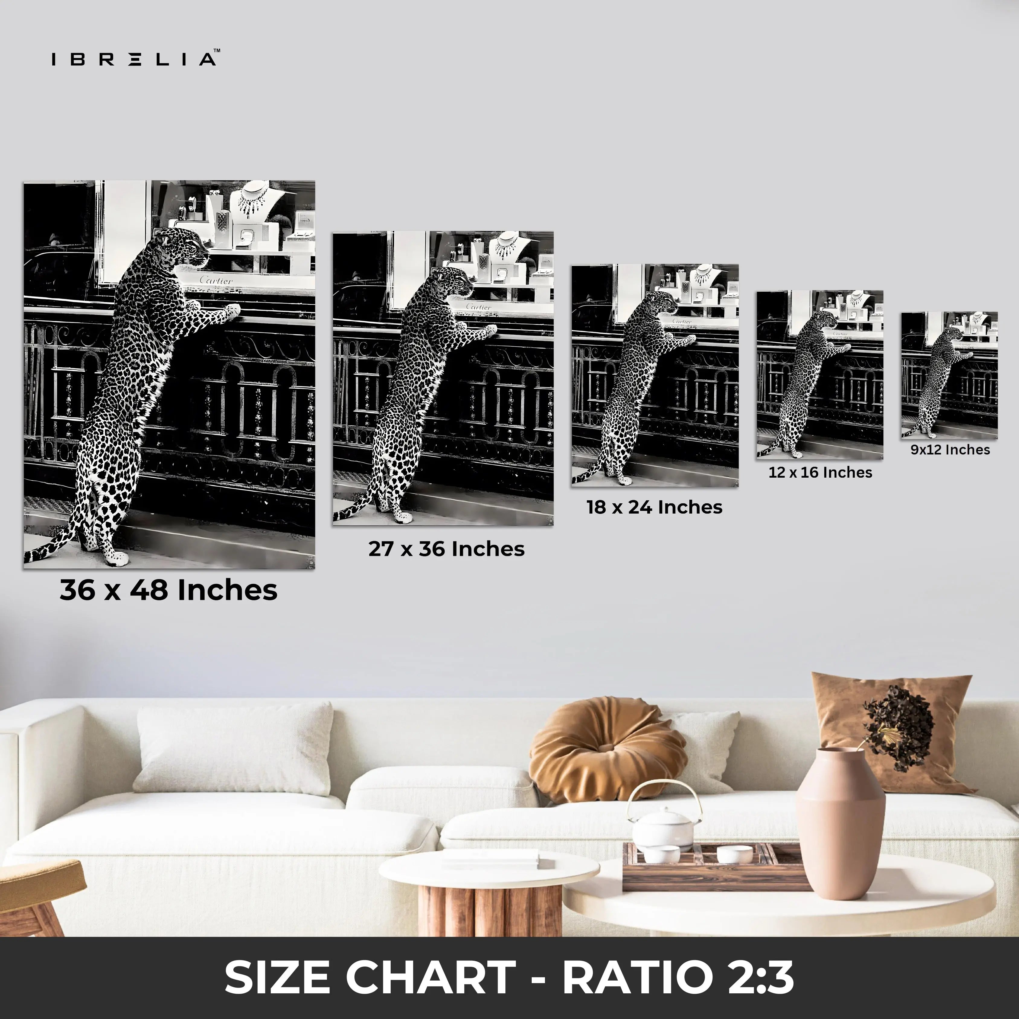 Leopard Wall Art – Black & White Luxury Fashion Decor | IBRELIA™ IBRELIA