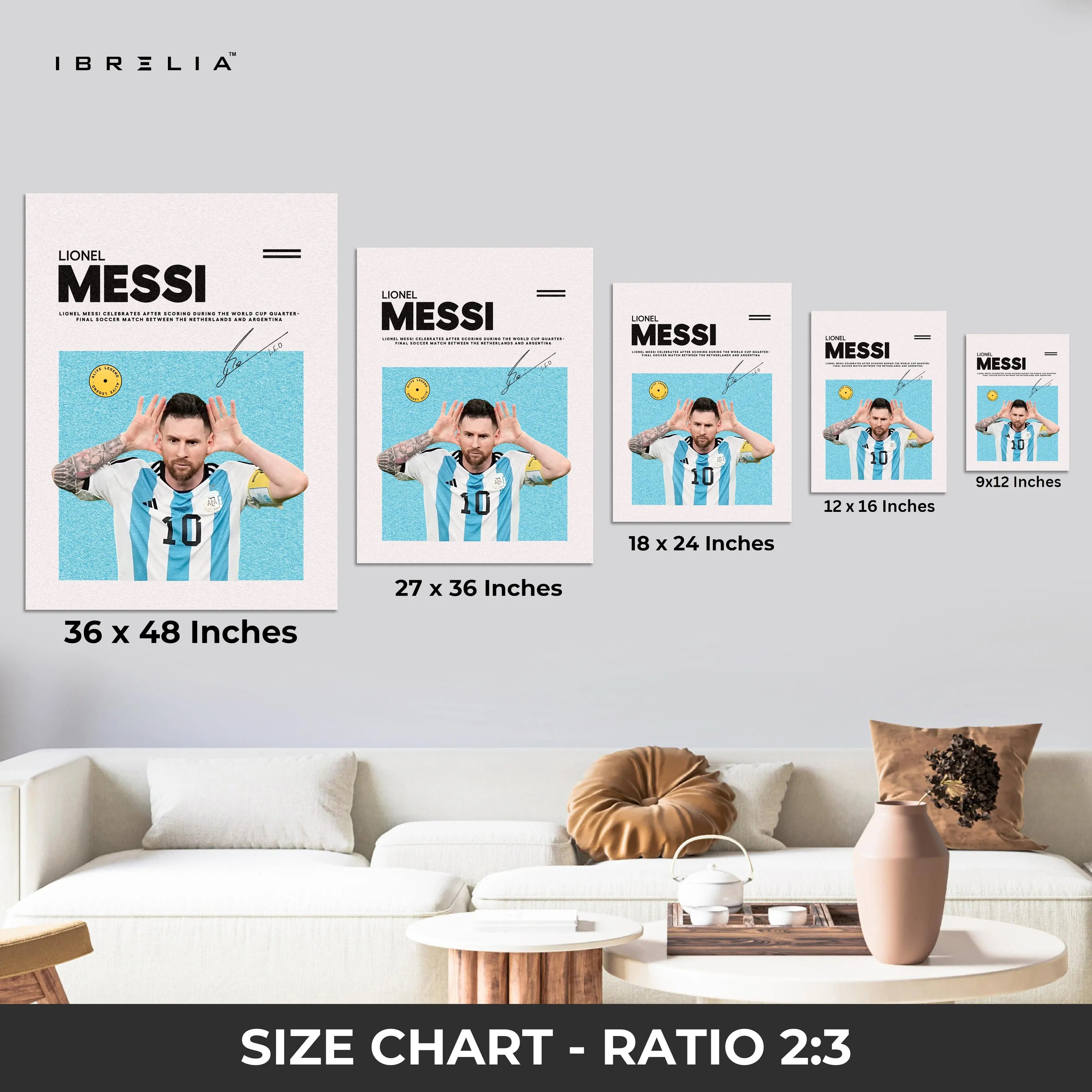 Lionel Messi Celebration Pose – 4K Ultra Wrap Frame Wall Art in Pakistan | IBRELIA™ IBRELIA