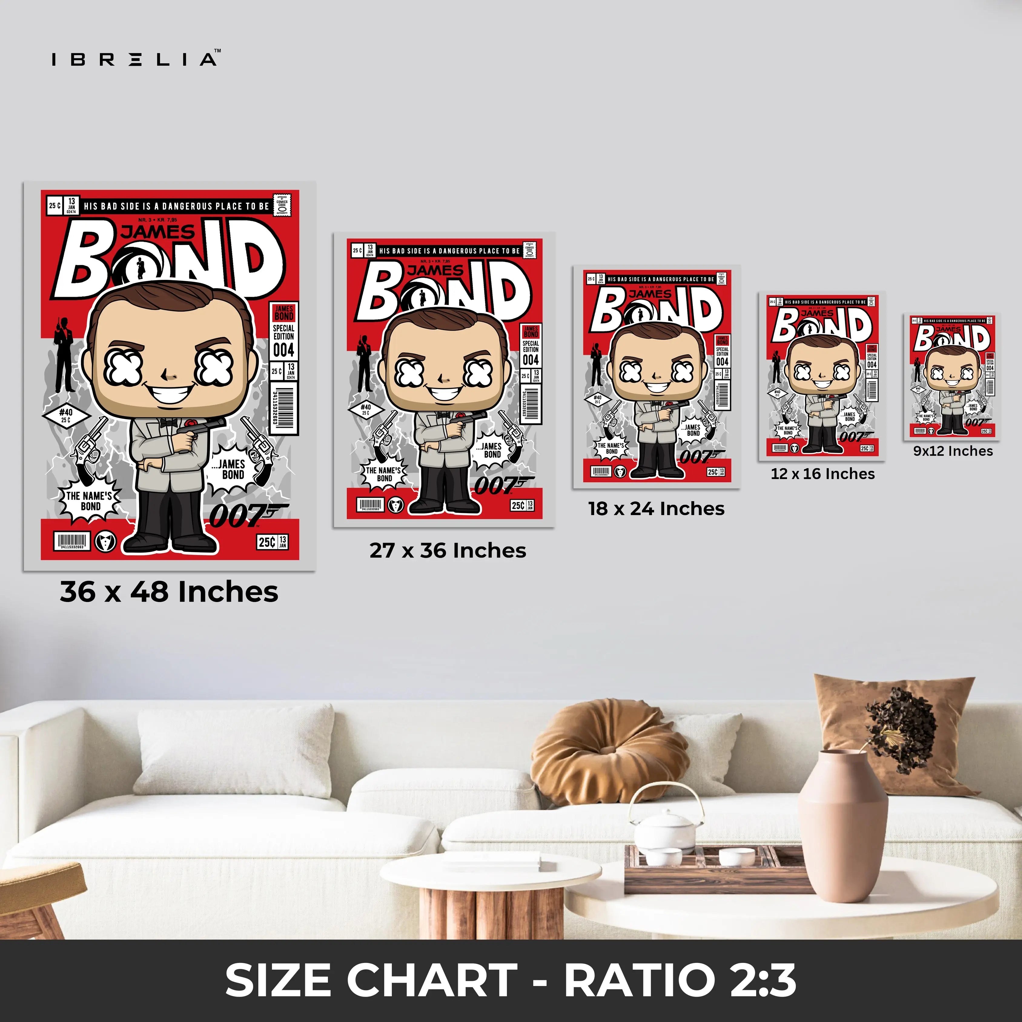James Bond Pop Art Comic Edition – 4K Ultra Wrap Frame Wall Art in Pakistan | IBRELIA™ IBRELIA