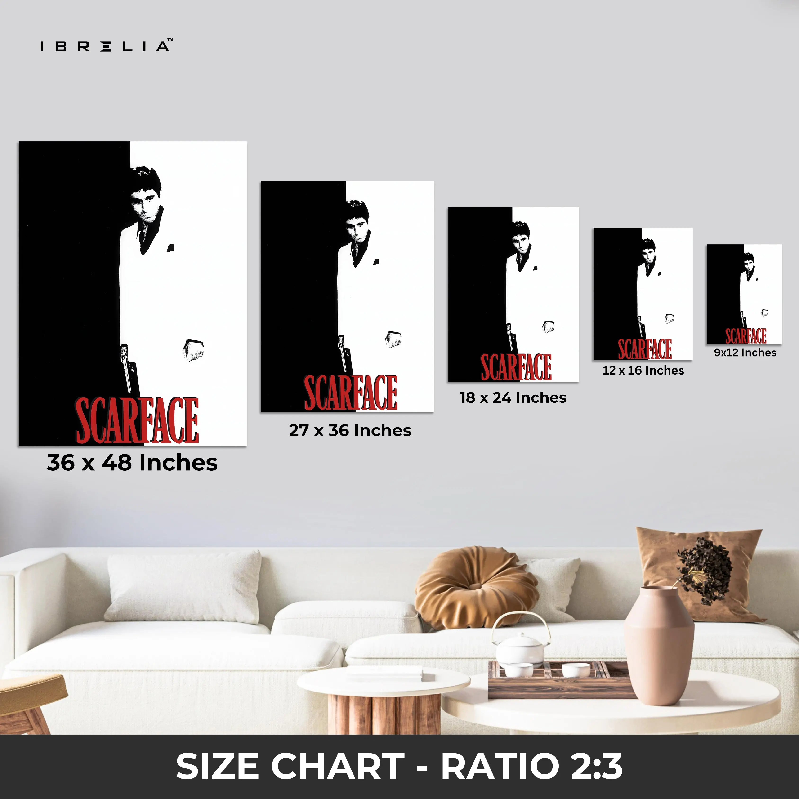 Scarface Minimalist Black & White Wall Frame | 4K Ultra Wrap Frame Wall Art in Pakistan | IBRELIA™ IBRELIA