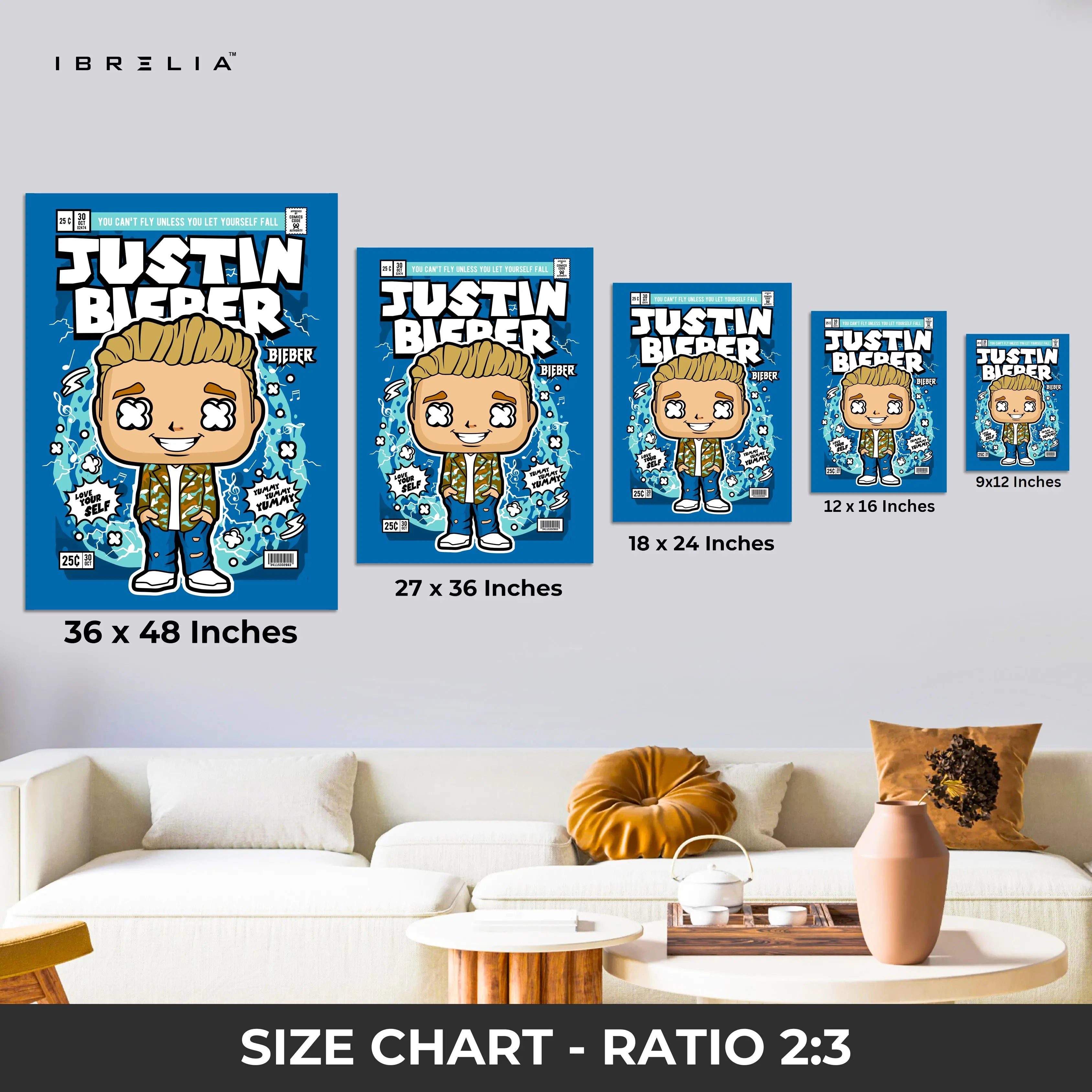 Justin Bieber Pop Art Comic Edition – 4K Ultra Wrap Frame Wall Art in Pakistan | IBRELIA™ IBRELIA
