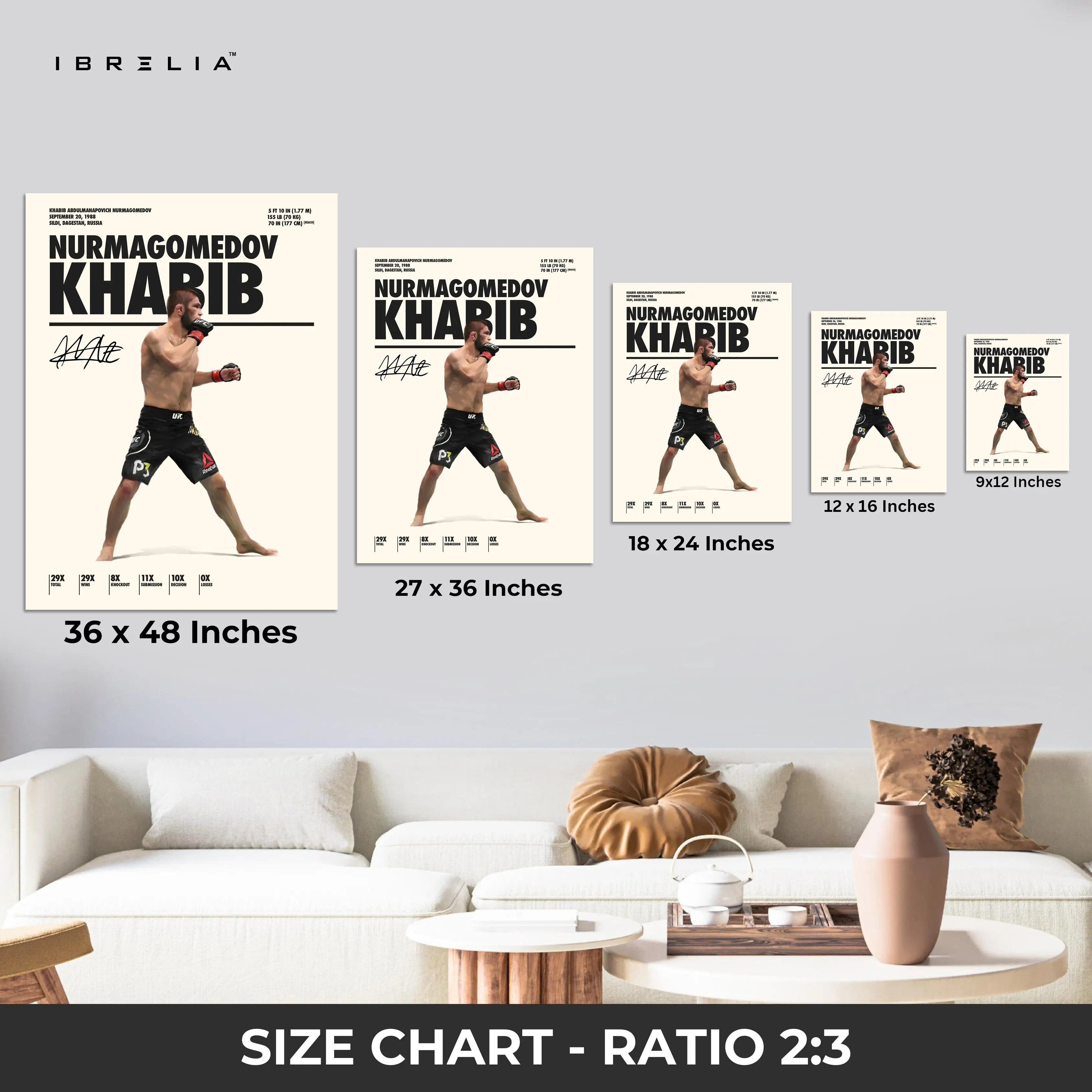 Khabib Nurmagomedov Undefeated Legacy – 4K Ultra Wrap Frame Wall Art in Pakistan | IBRELIA™ IBRELIA