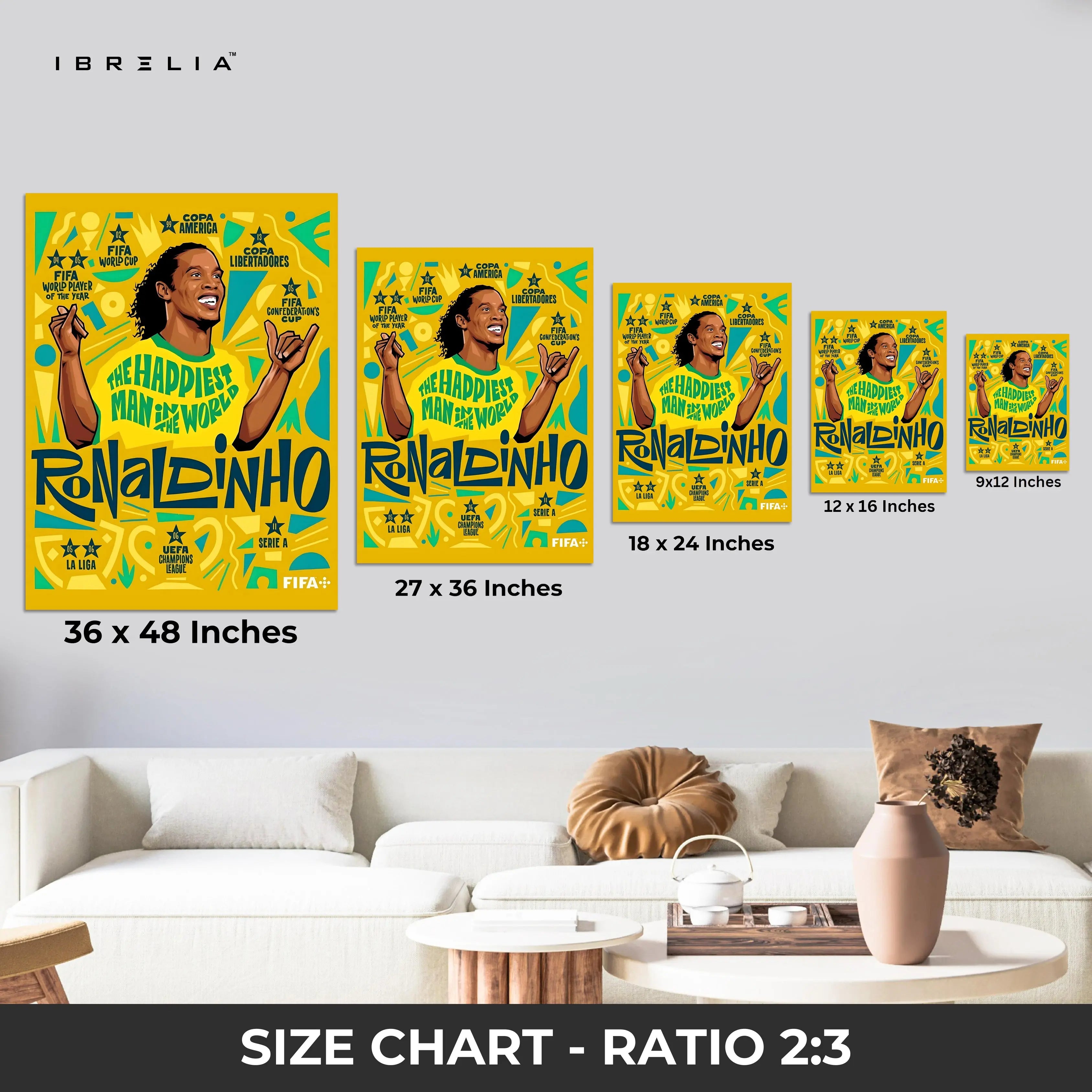 Ronaldinho Wall Art – The Happiest Man in the World Edition | IBRELIA™ IBRELIA