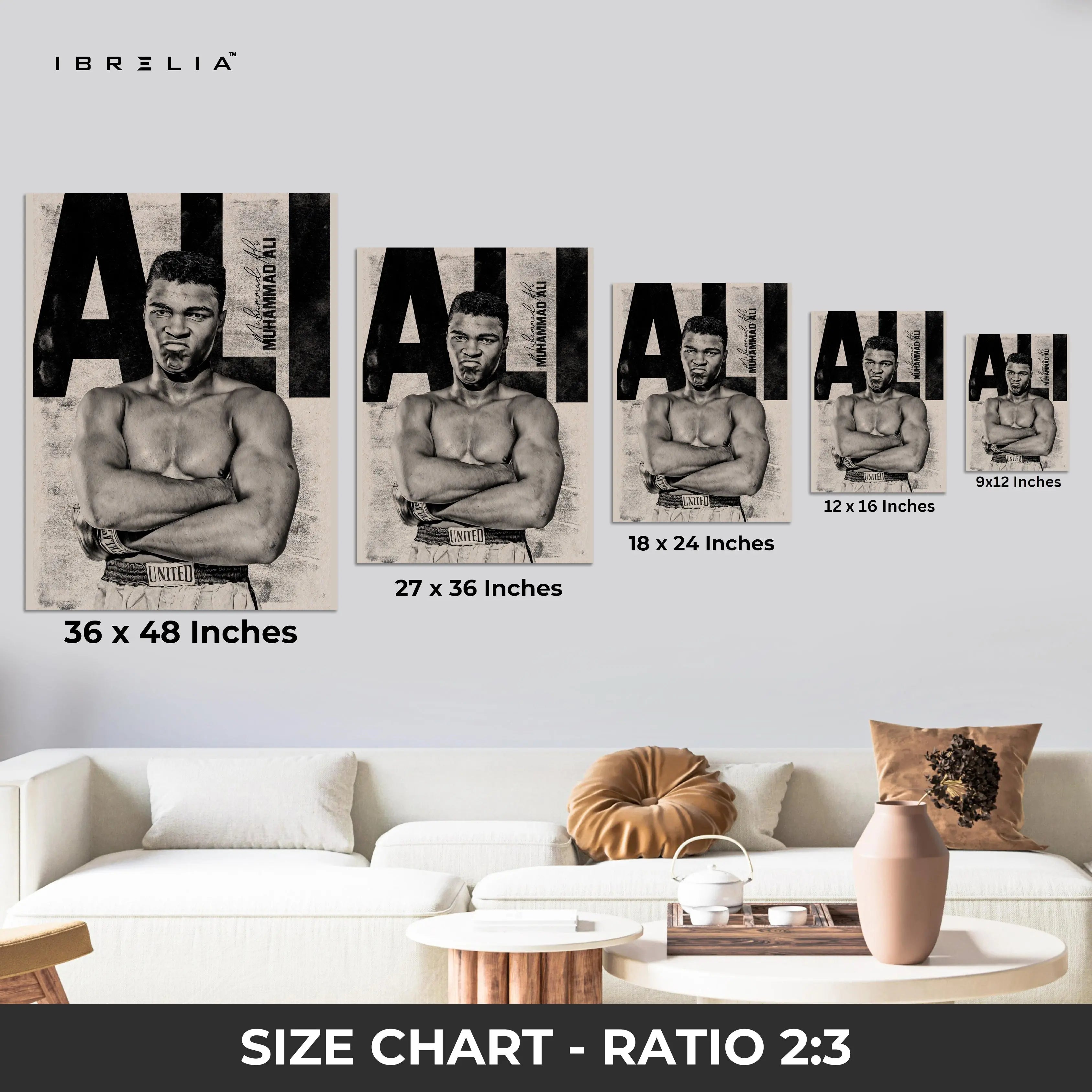 Muhammad Ali “The Greatest” – Boxing Legend Wall Frame | 4K Ultra Wrap Frame Wall Art in Pakistan | IBRELIA™ IBRELIA