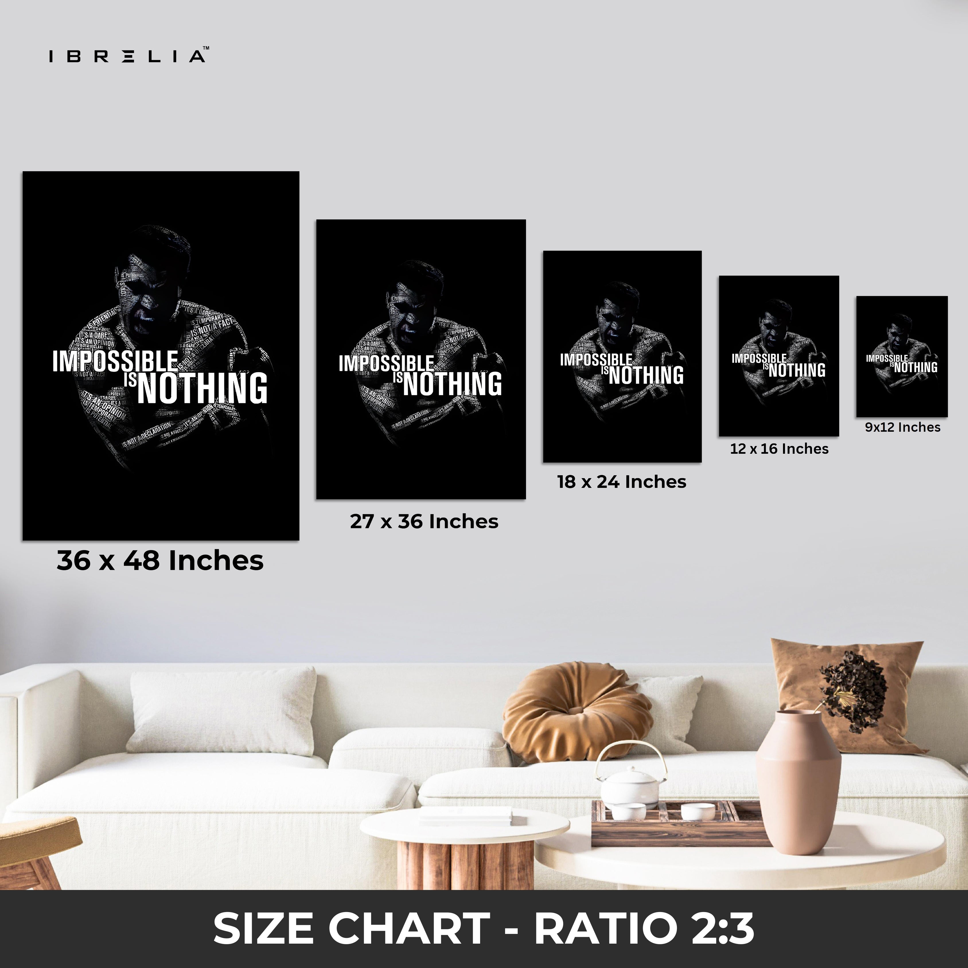 Impossible Is Nothing – Muhammad Ali Typography Wall Frame | 4K Ultra Wrap Frame Wall Art in Pakistan | IBRELIA™