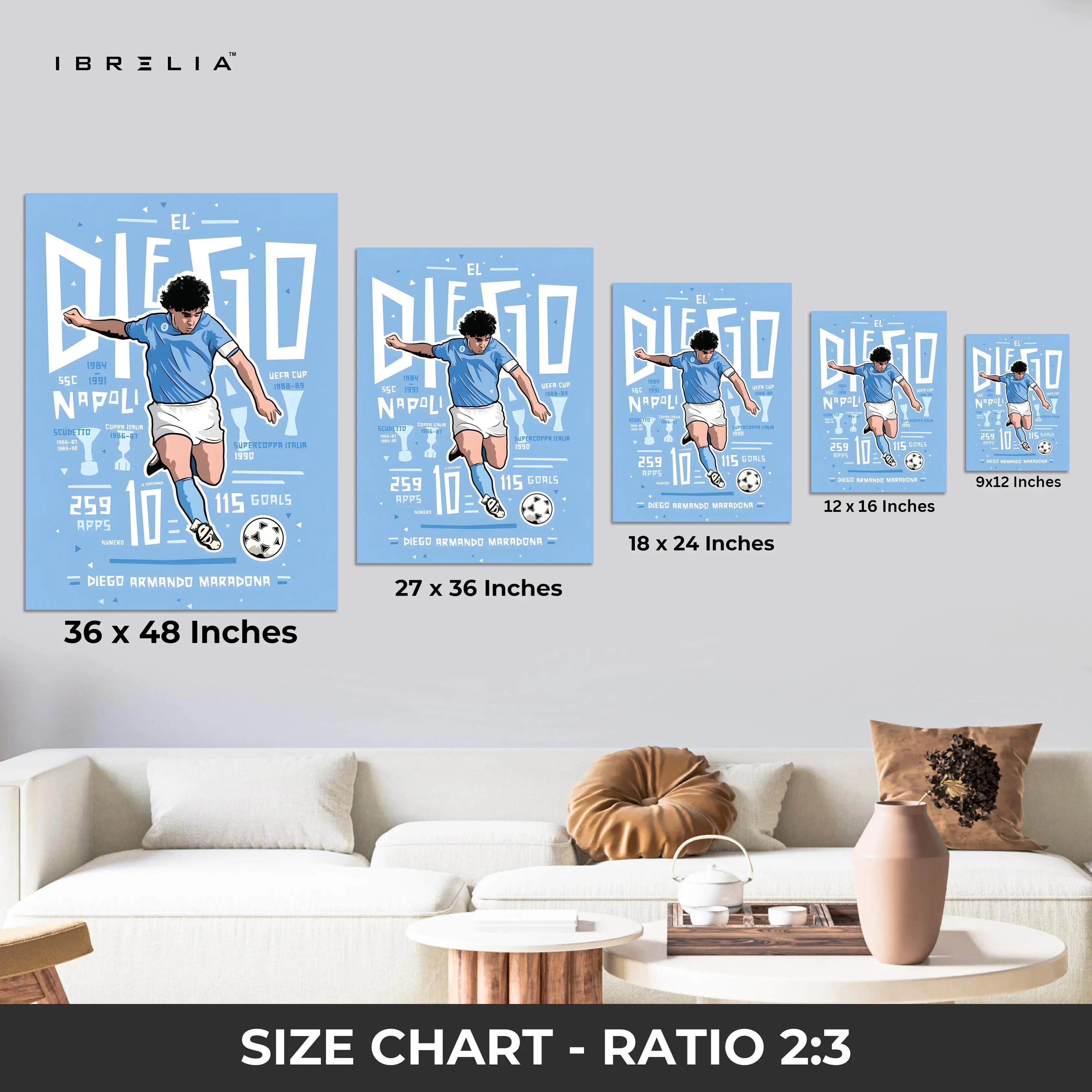 Diego Maradona Wall Art – El Diego Napoli Edition | IBRELIA™ IBRELIA