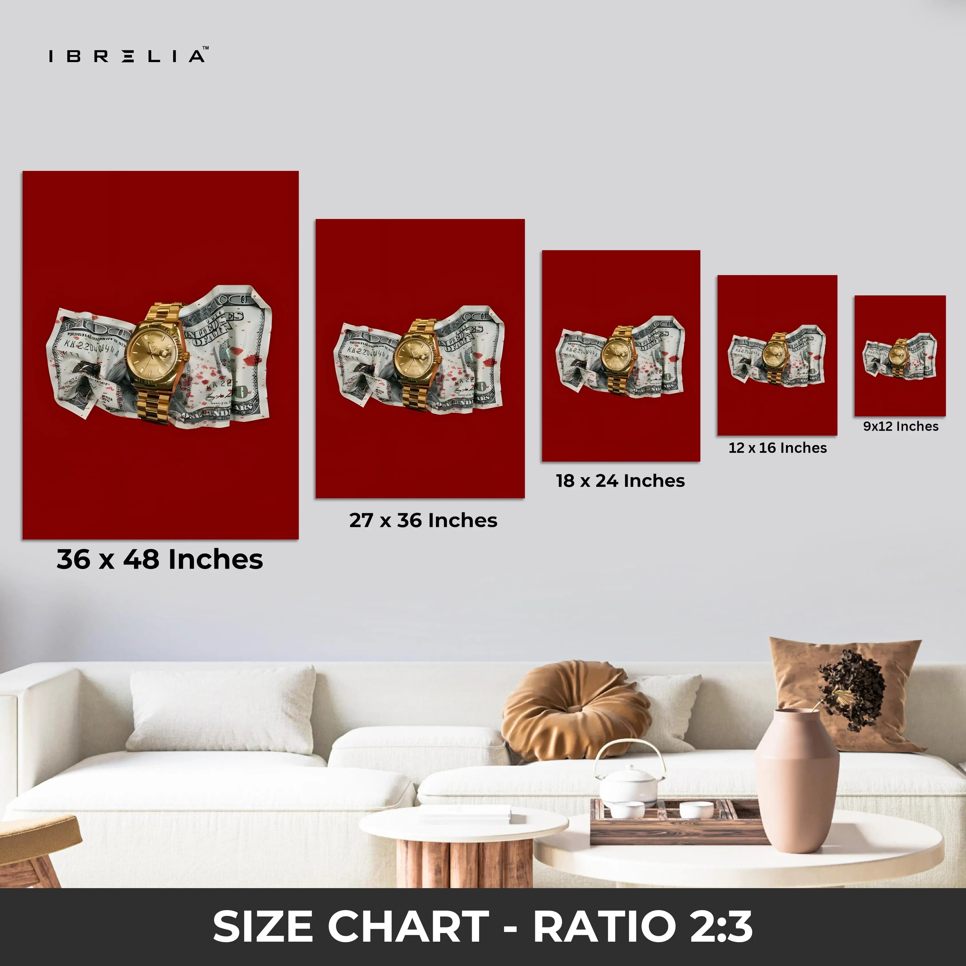 Golden Time Wall Art – Money x Luxury Edition | IBRELIA™ IBRELIA