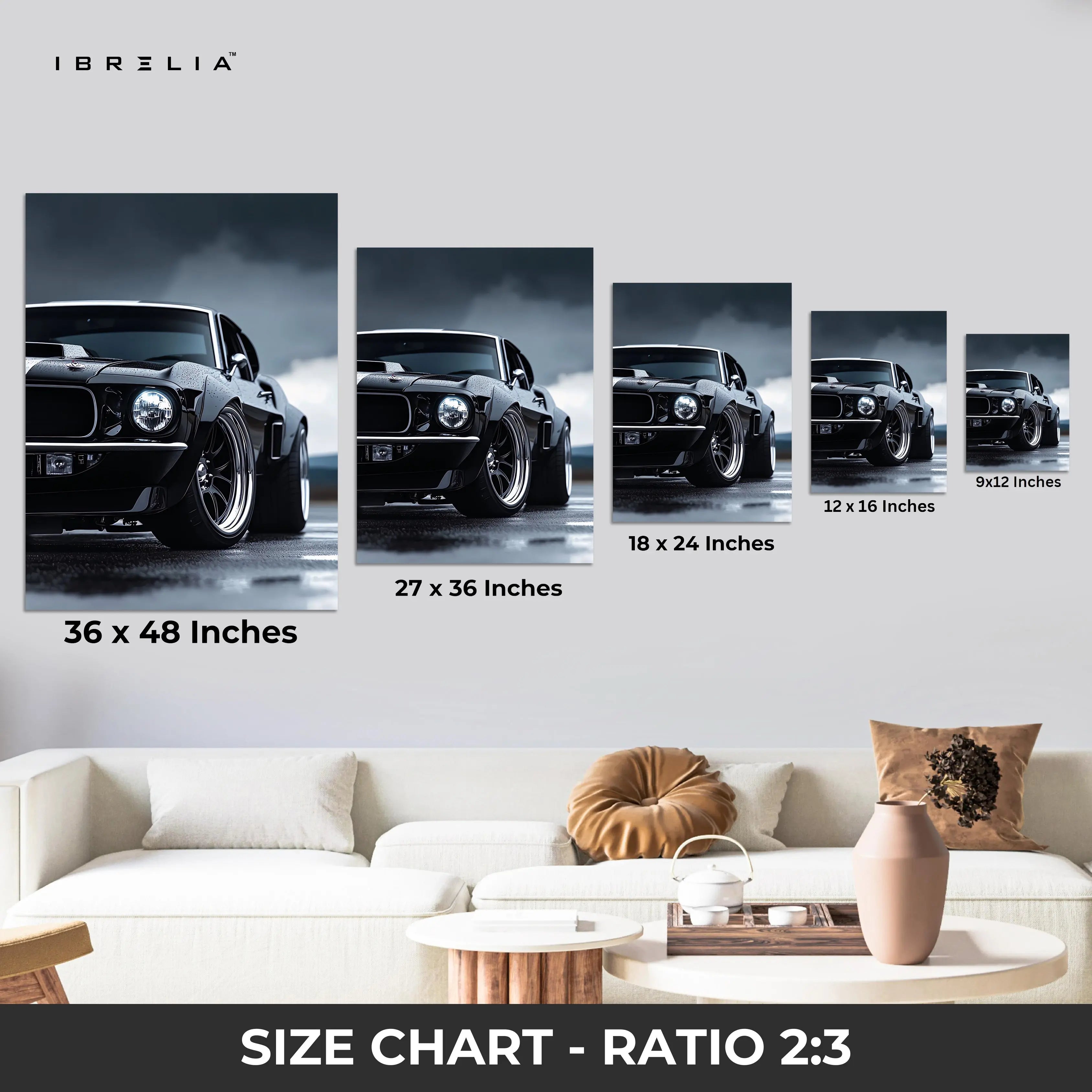 Black Mustang 4K Ultra Wrap Frame Wall Art in Pakistan | IBRELIA™ IBRELIA