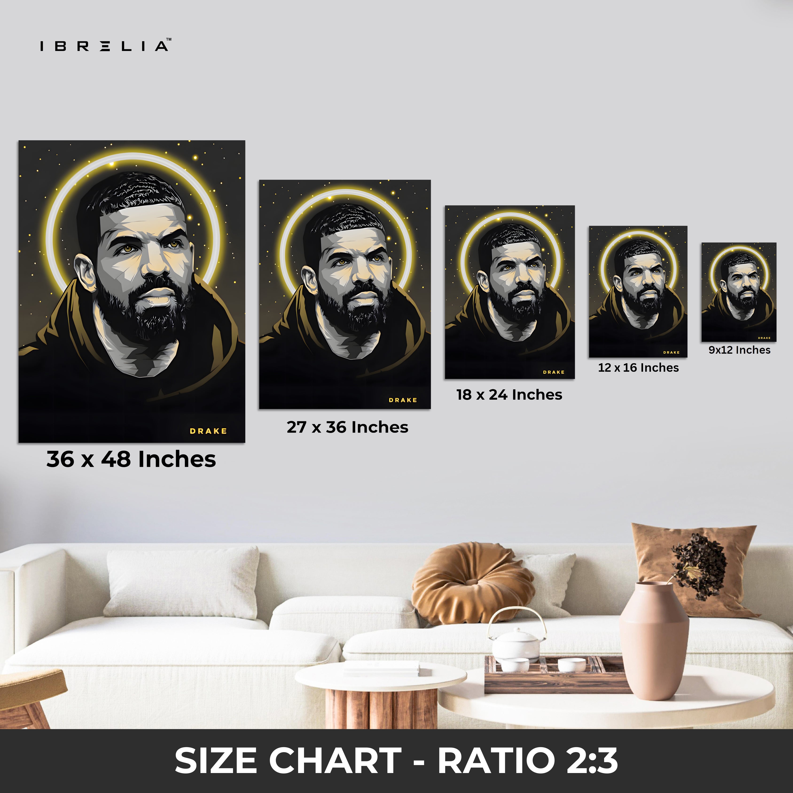 Drake Halo Portrait Wall Art – The Iconic Rap Legend | IBRELIA™