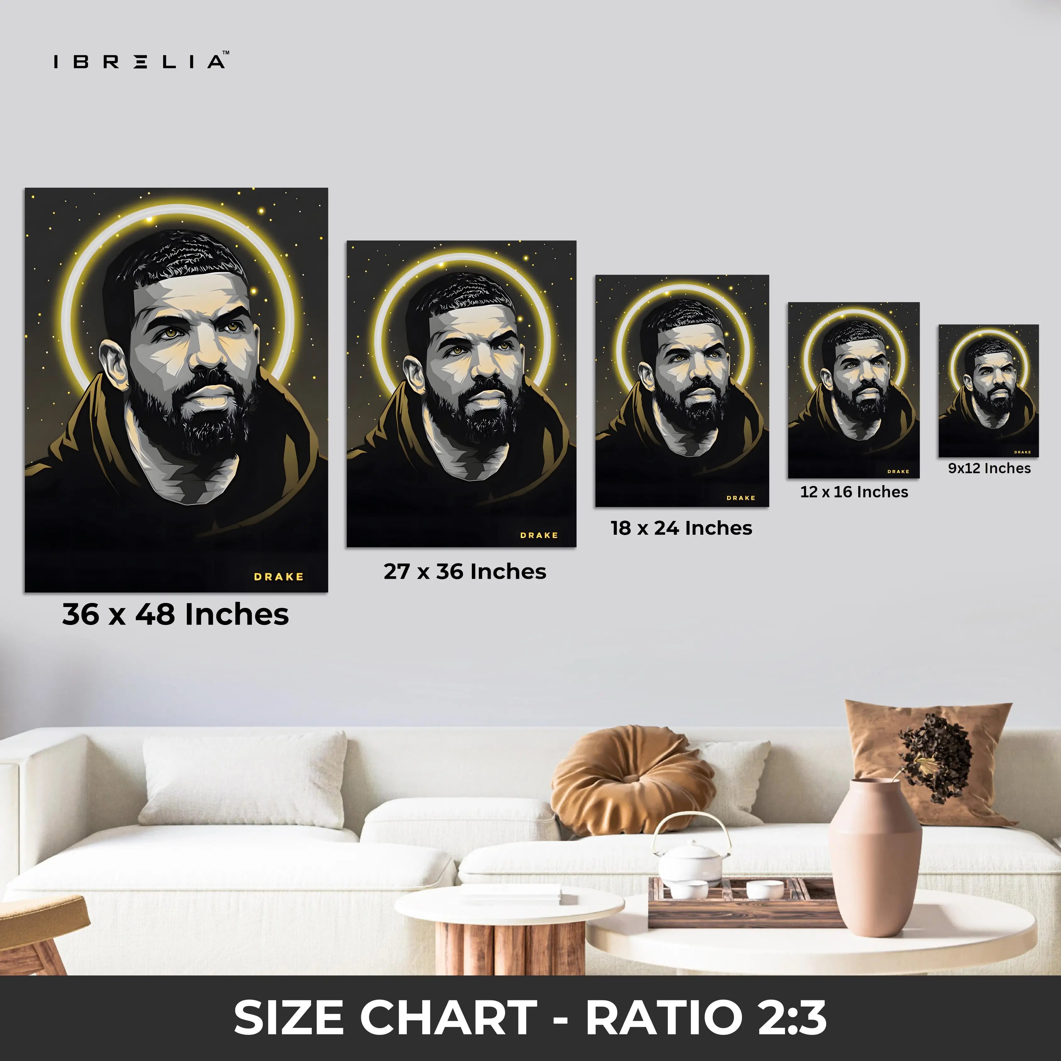 Drake Halo Portrait Wall Art – The Iconic Rap Legend | IBRELIA™ IBRELIA