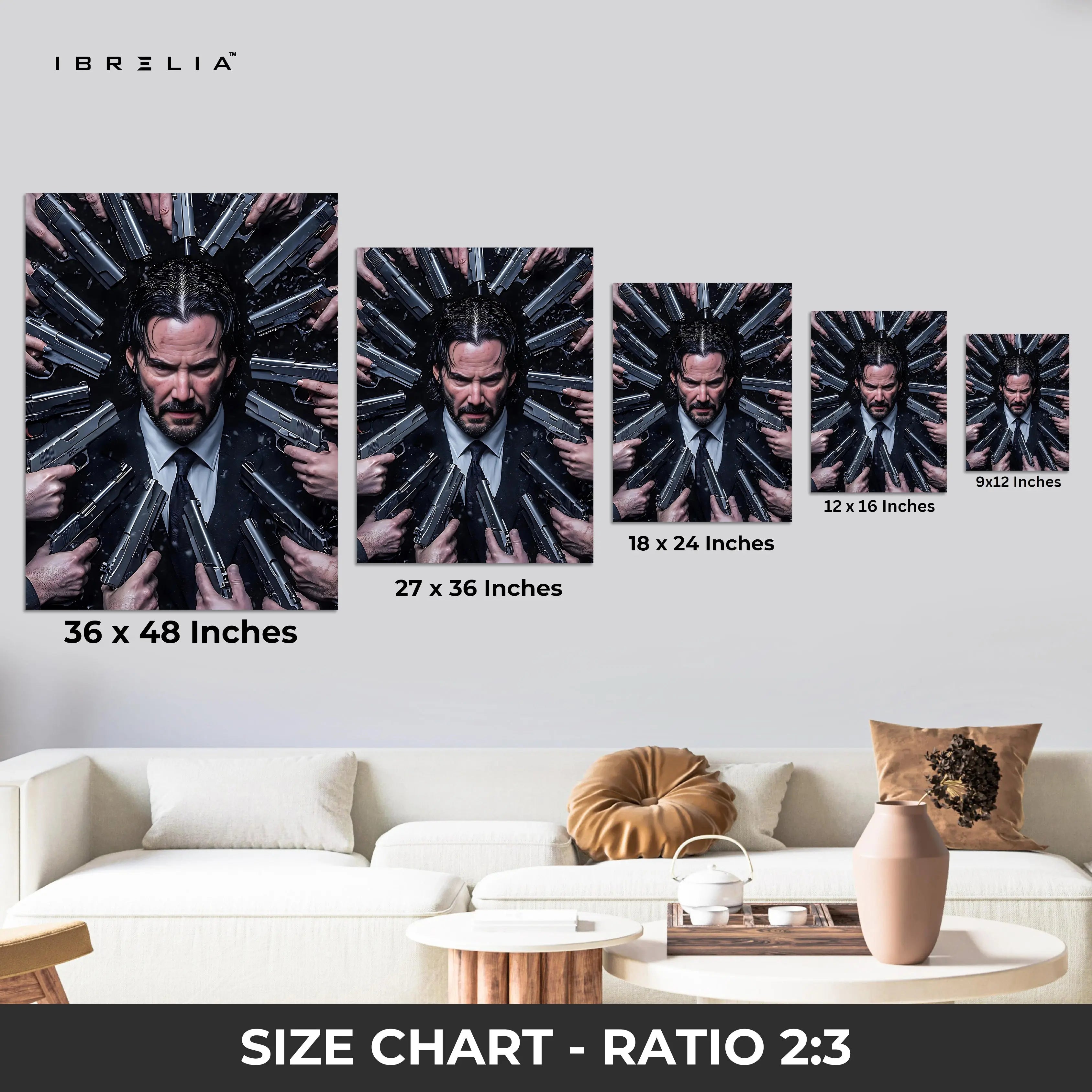 John Wick Surrounded by Guns 4K Ultra Wrap Frame Wall Art in Pakistan | IBRELIA™ IBRELIA