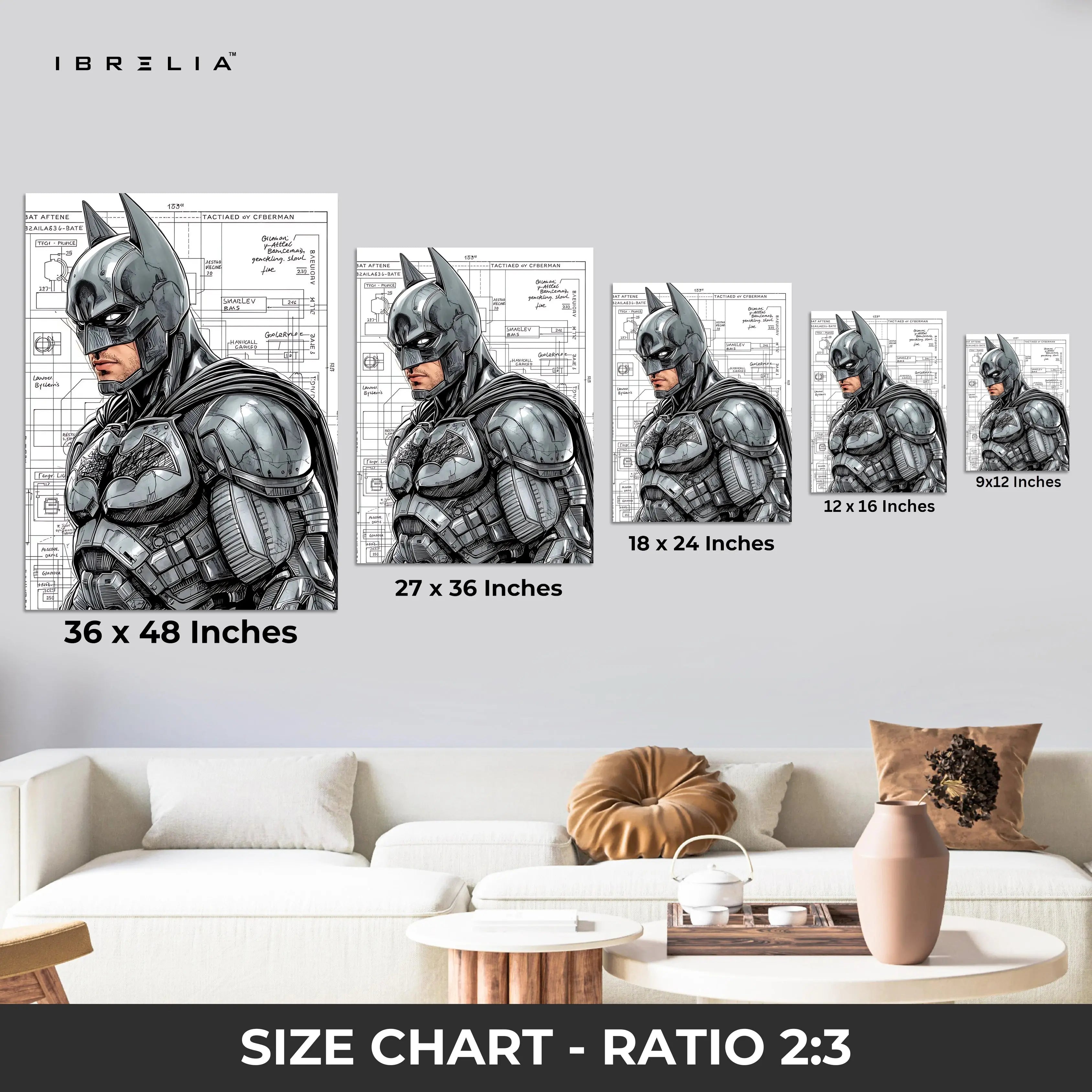 Blueprint Batman 4K Ultra HD Wall Art in Pakistan | IBRELIA™ IBRELIA