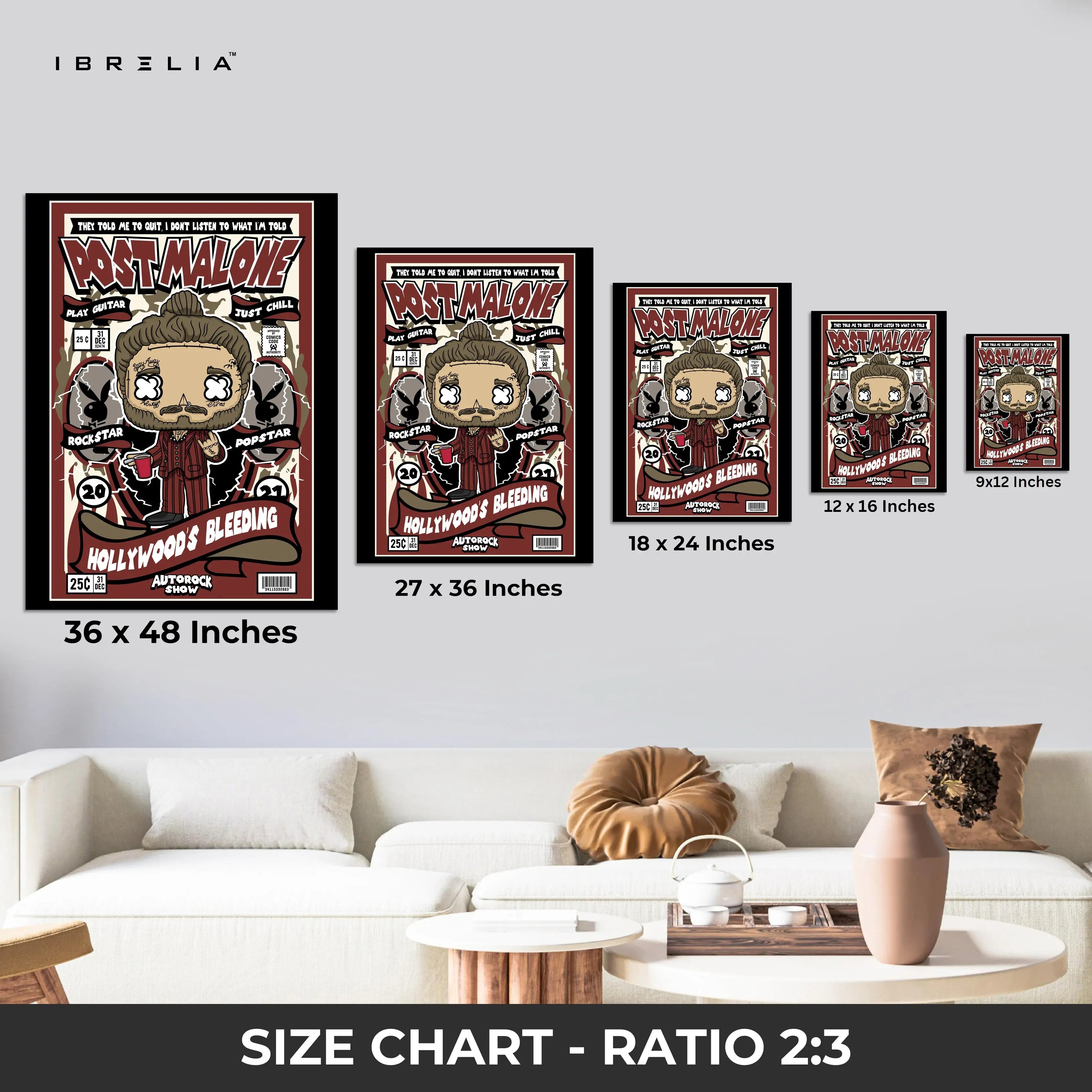 Post Malone “Hollywood’s Bleeding” Pop Art Comic Edition – 4K Ultra Wrap Frame Wall Art in Pakistan | IBRELIA™ IBRELIA