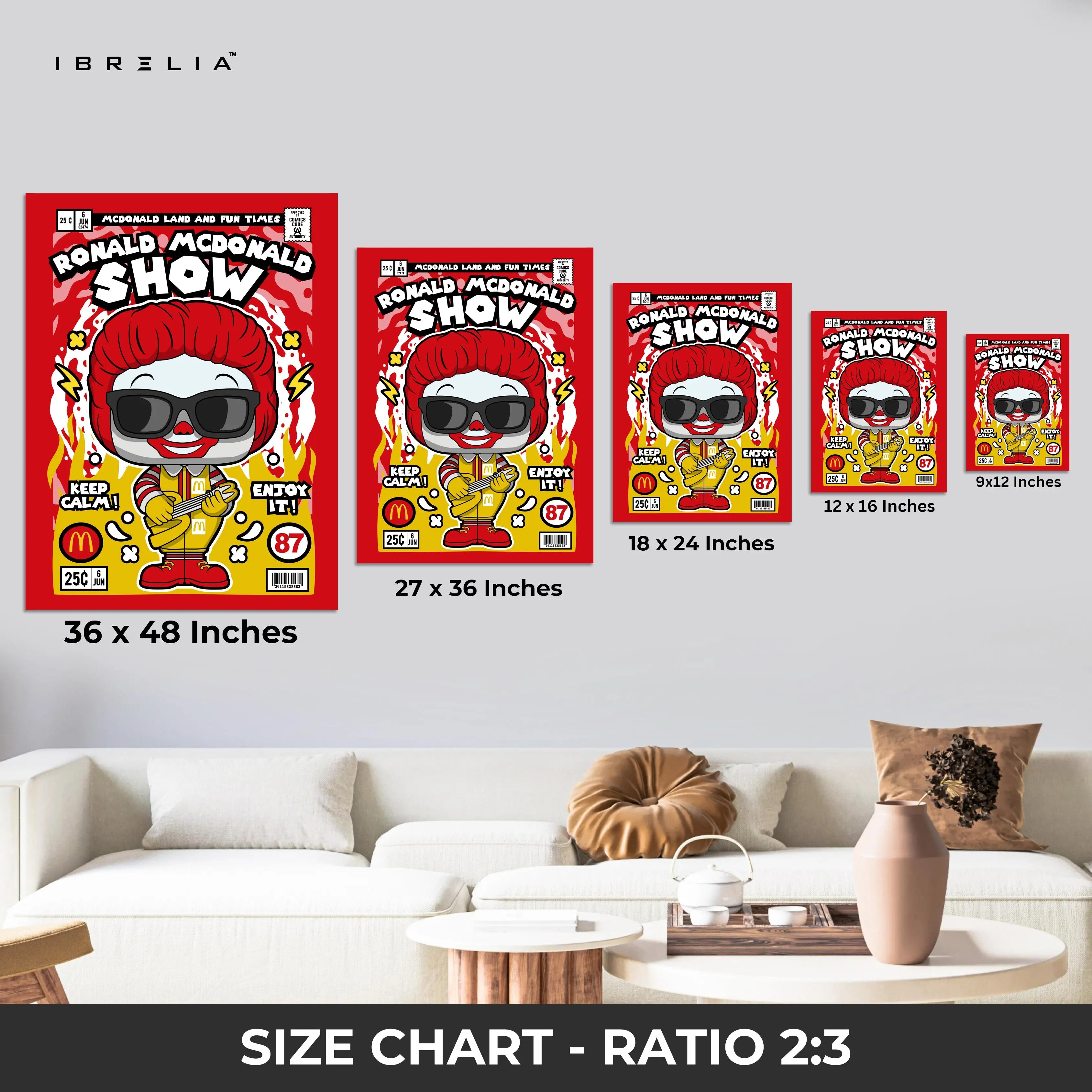 Ronald McDonald “Comic Edition” Pop Art Wall Frame – 4K Ultra Wrap Frame Wall Art in Pakistan | IBRELIA™ IBRELIA