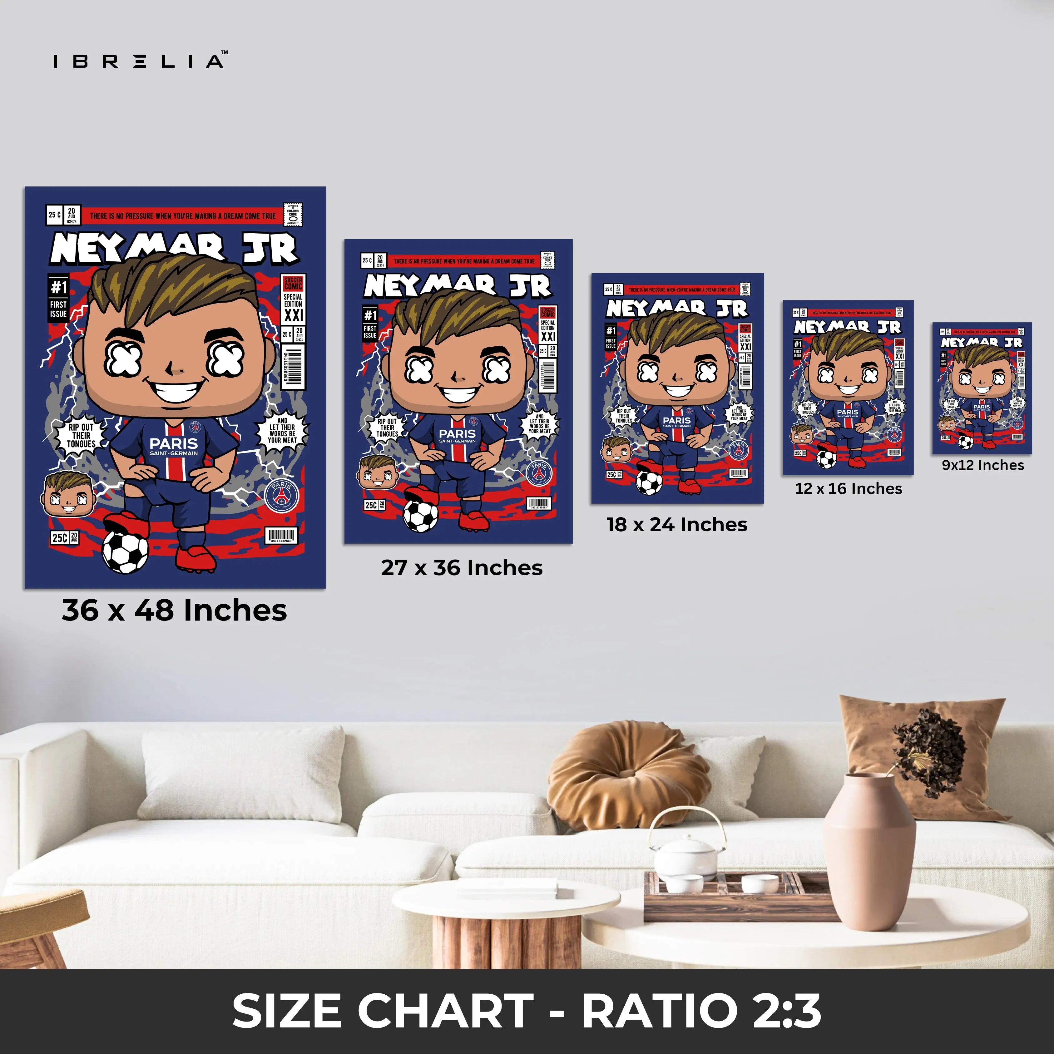 Neymar Jr “Paris Comic Edition” Pop Art Wall Frame – 4K Ultra Wrap Frame Wall Art in Pakistan | IBRELIA™ IBRELIA