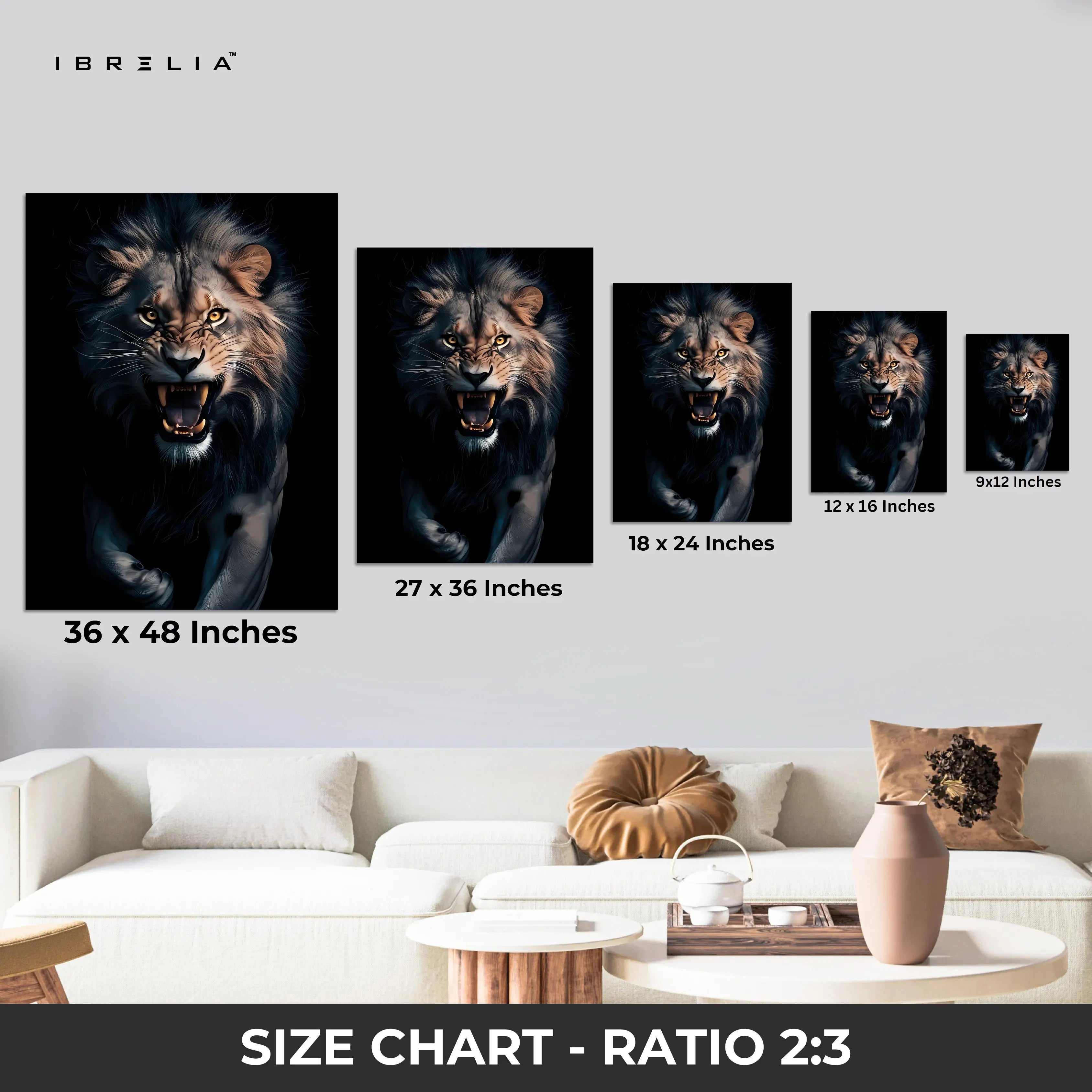 Roaring Lion 4K Ultra HD Wall Art in Pakistan | IBRELIA™ IBRELIA