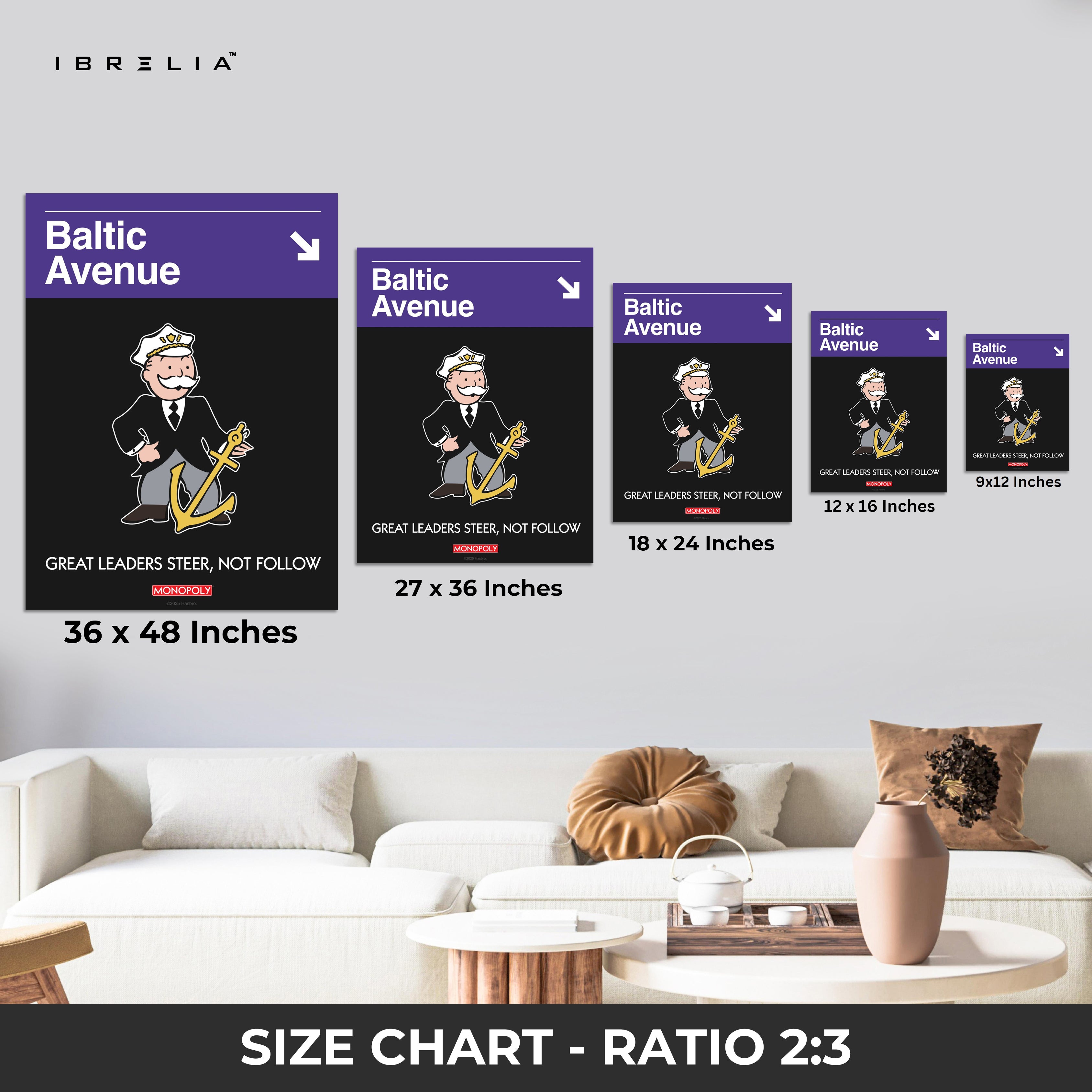 Monopoly “Baltic Avenue” Wall Art – Great Leaders Steer, Not Follow | IBRELIA™