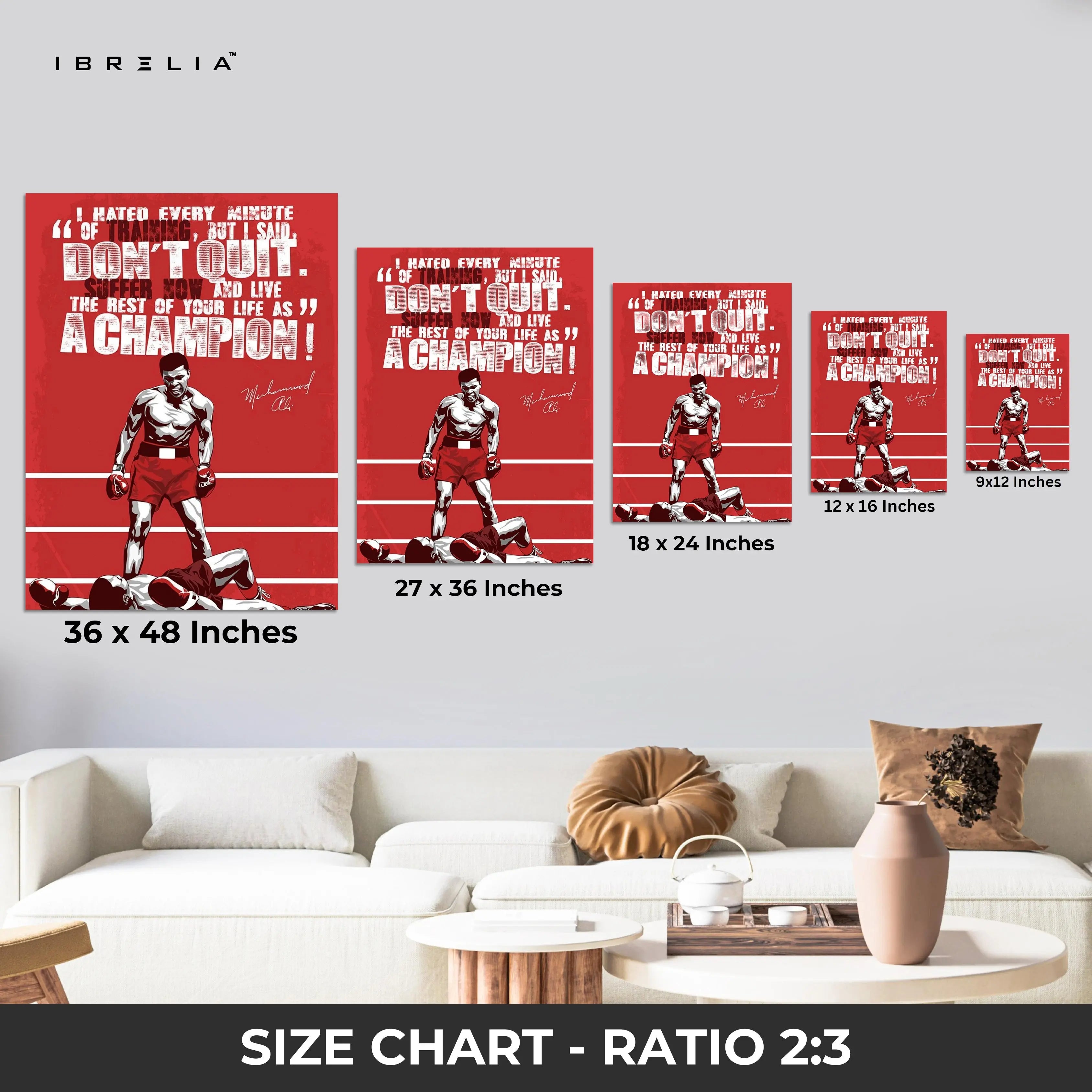 Muhammad Ali “Don’t Quit” Motivational Wall Art – A Champion’s Mindset | IBRELIA™ IBRELIA