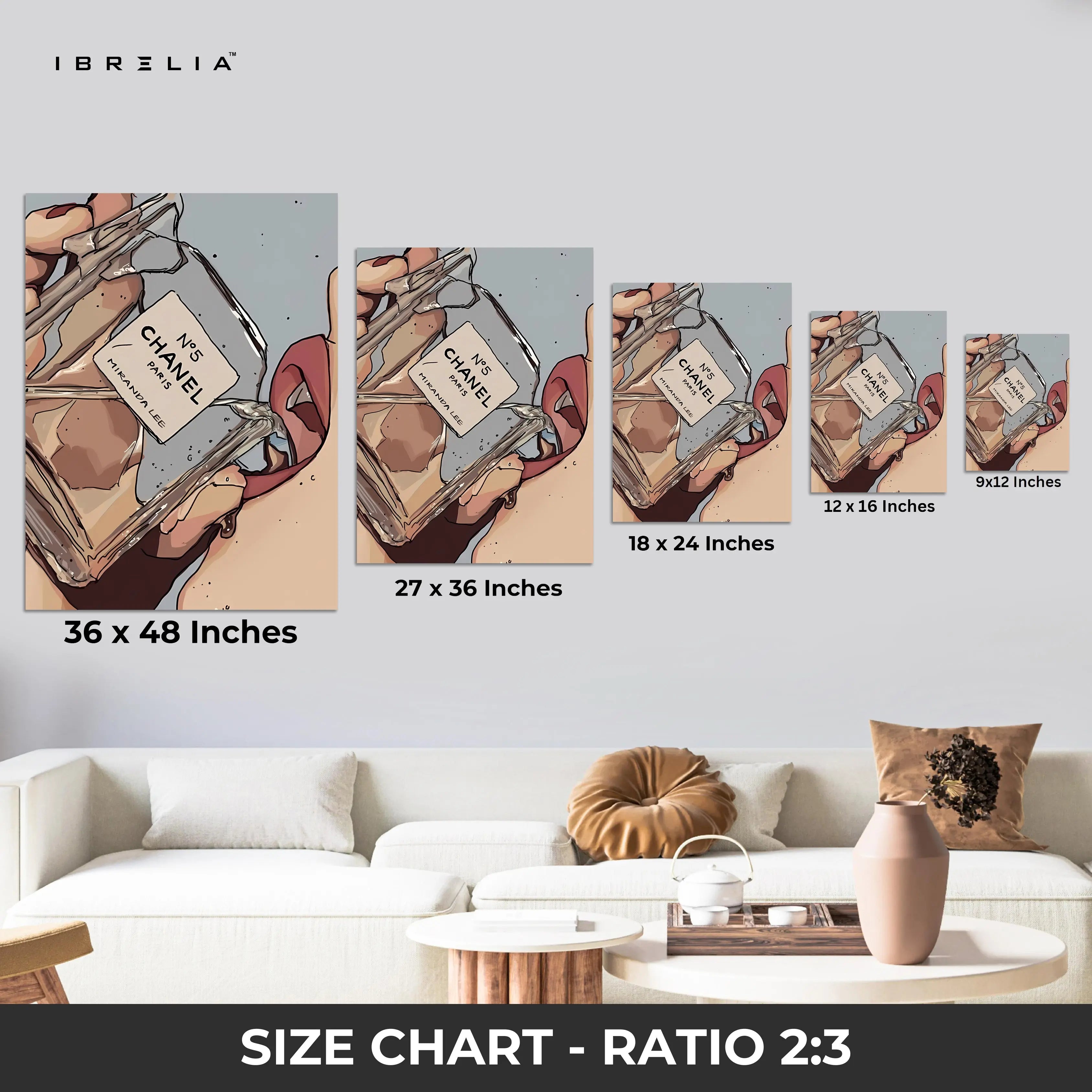 Chanel N°5 “Miranda Lee” Fashion Wall Art – Modern Luxury Pop Art | IBRELIA™ IBRELIA