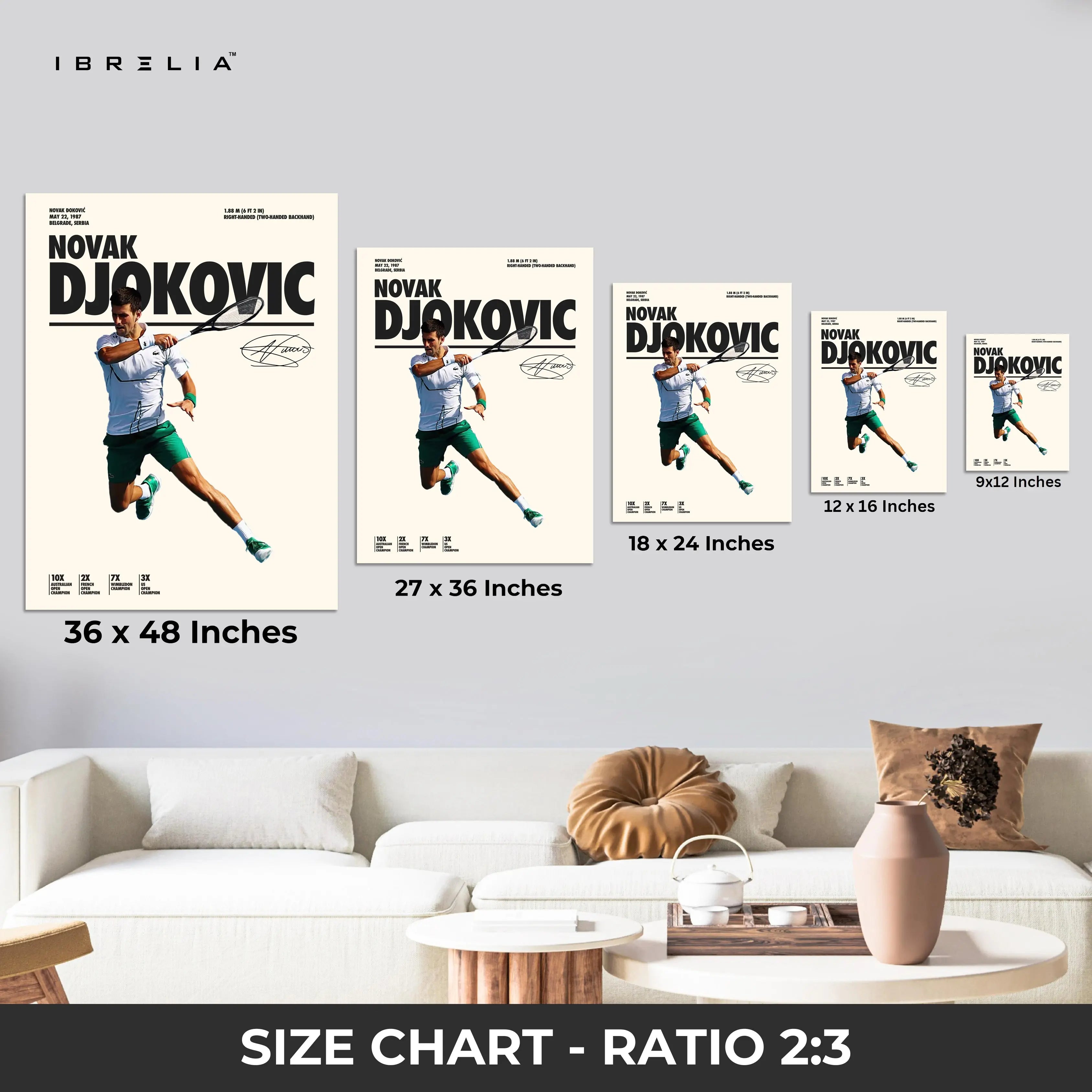 Novak Djokovic Grand Slam Champion – 4K Ultra Wrap Frame Wall Art in Pakistan | IBRELIA™ IBRELIA
