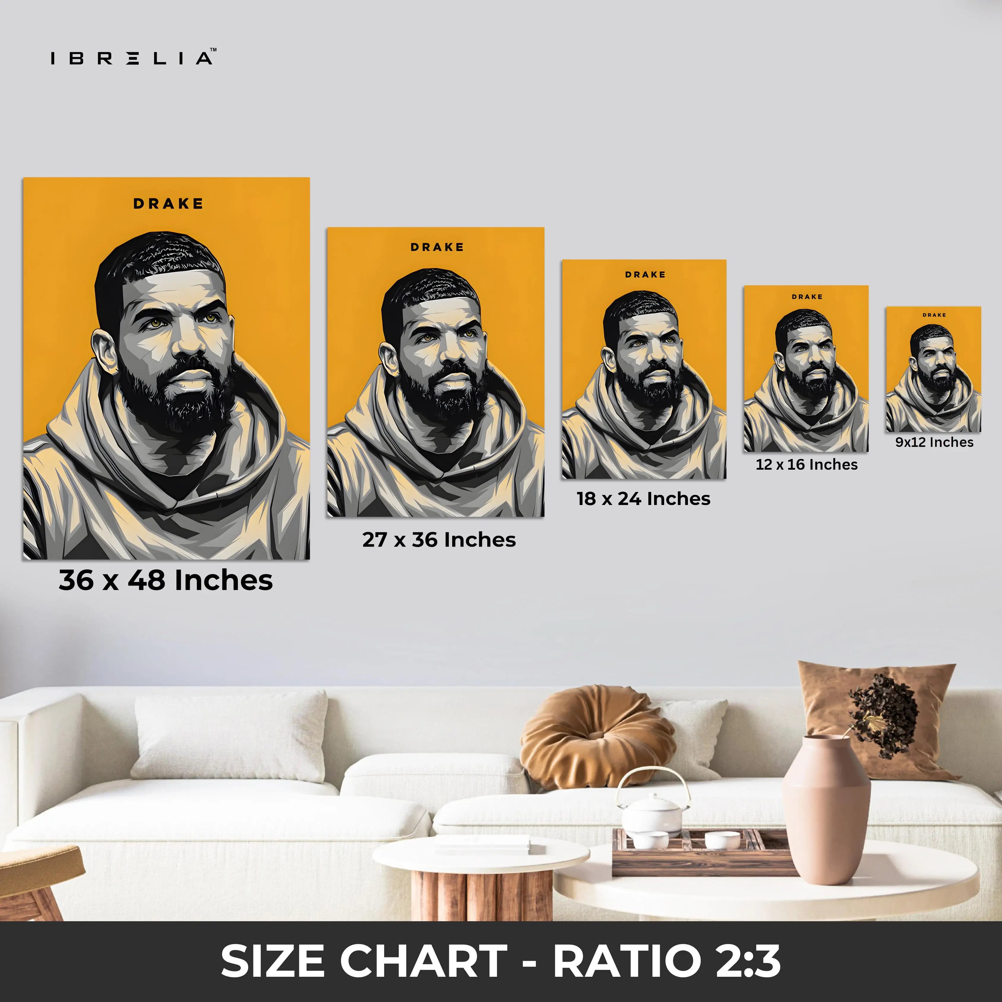 Drake Minimal Portrait Wall Art (Yellow Edition) – The Modern Icon | IBRELIA™ IBRELIA