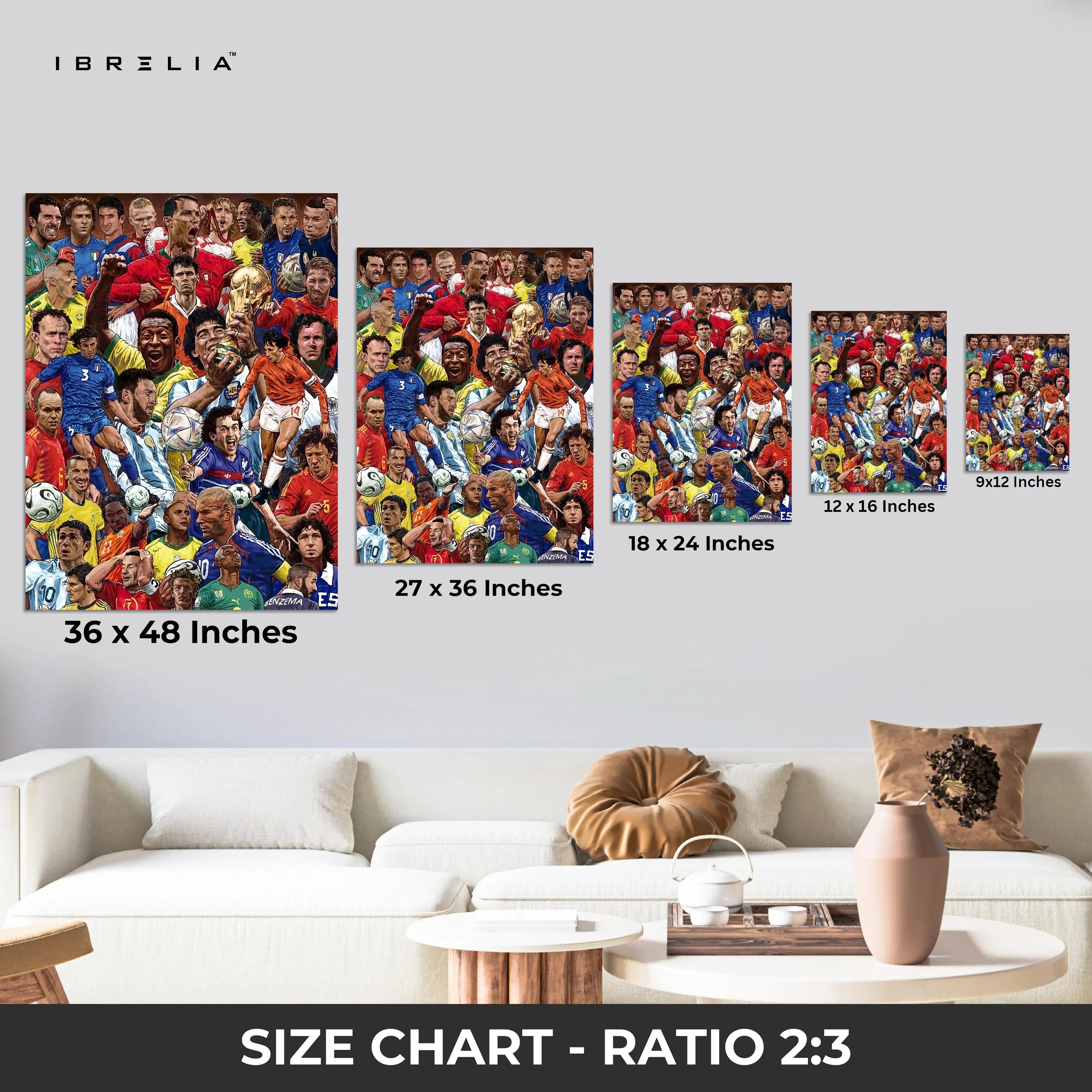 Football Legends Collage – 4K Ultra Wrap Frame Wall Art in Pakistan | IBRELIA™ IBRELIA