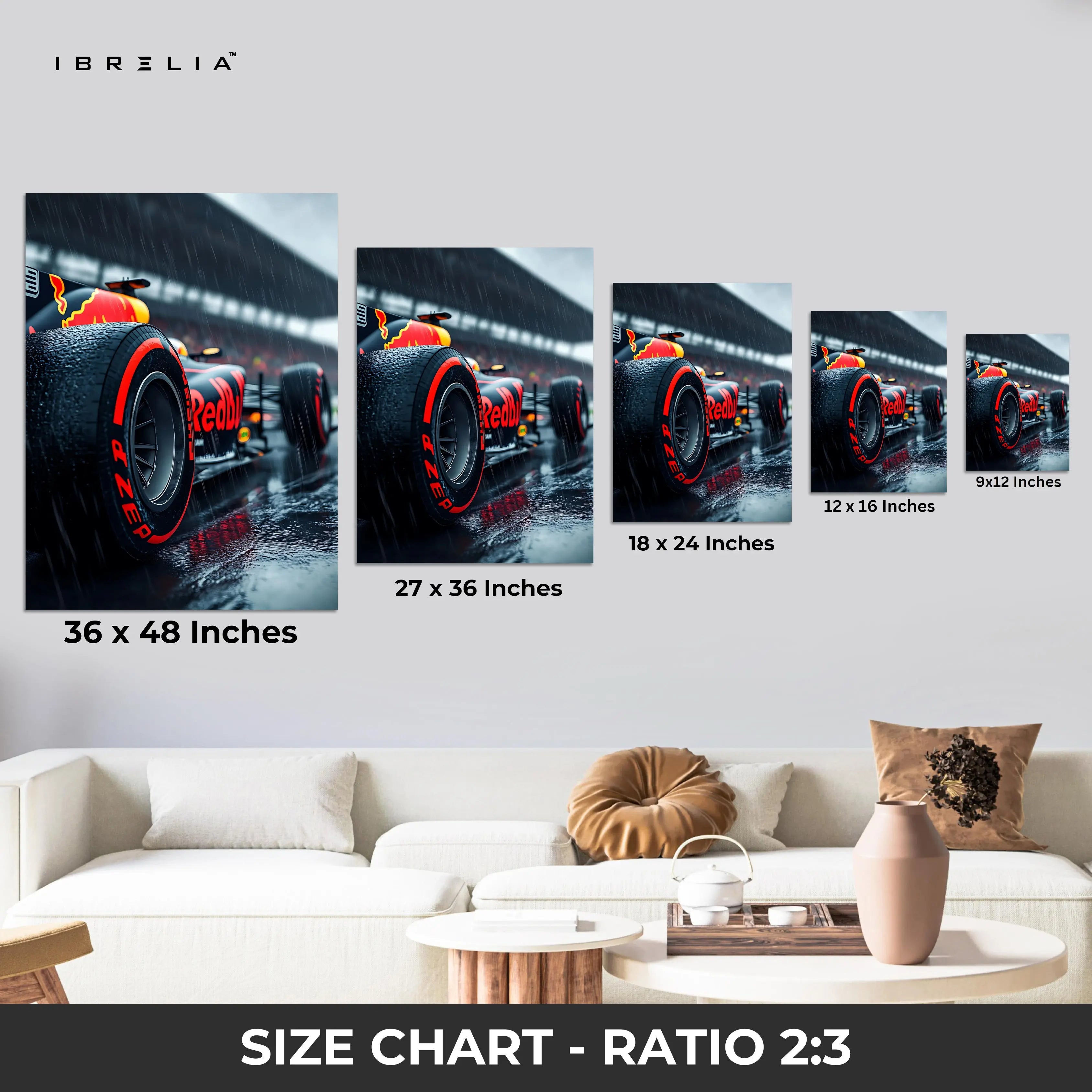 Red Bull F1 Rain Edition 4K Ultra Wrap Frame Wall Art in Pakistan | IBRELIA™ IBRELIA