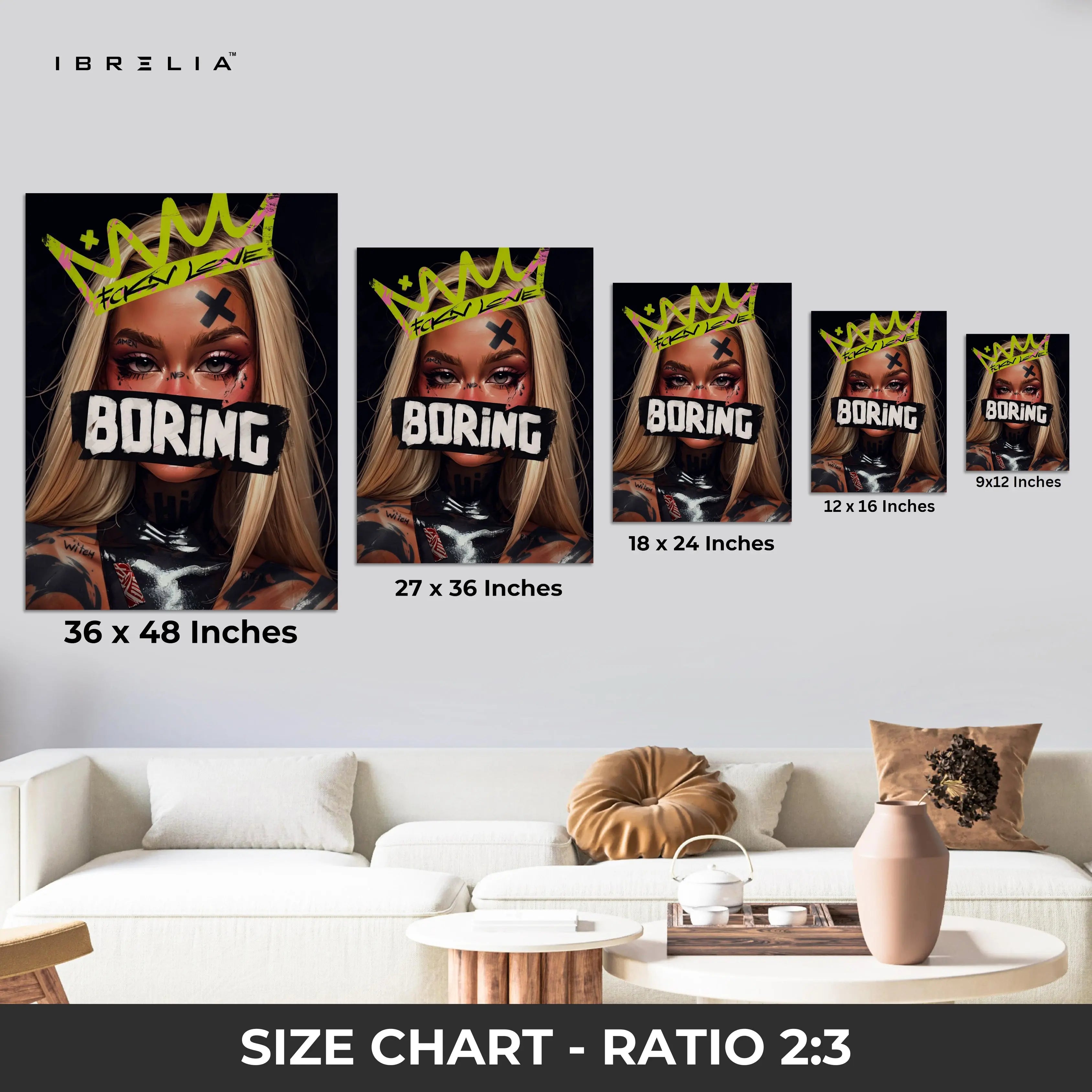 “Boring” Rebel Girl Wall Frame | 4K Ultra Wrap Frame Wall Art in Pakistan | IBRELIA™ IBRELIA