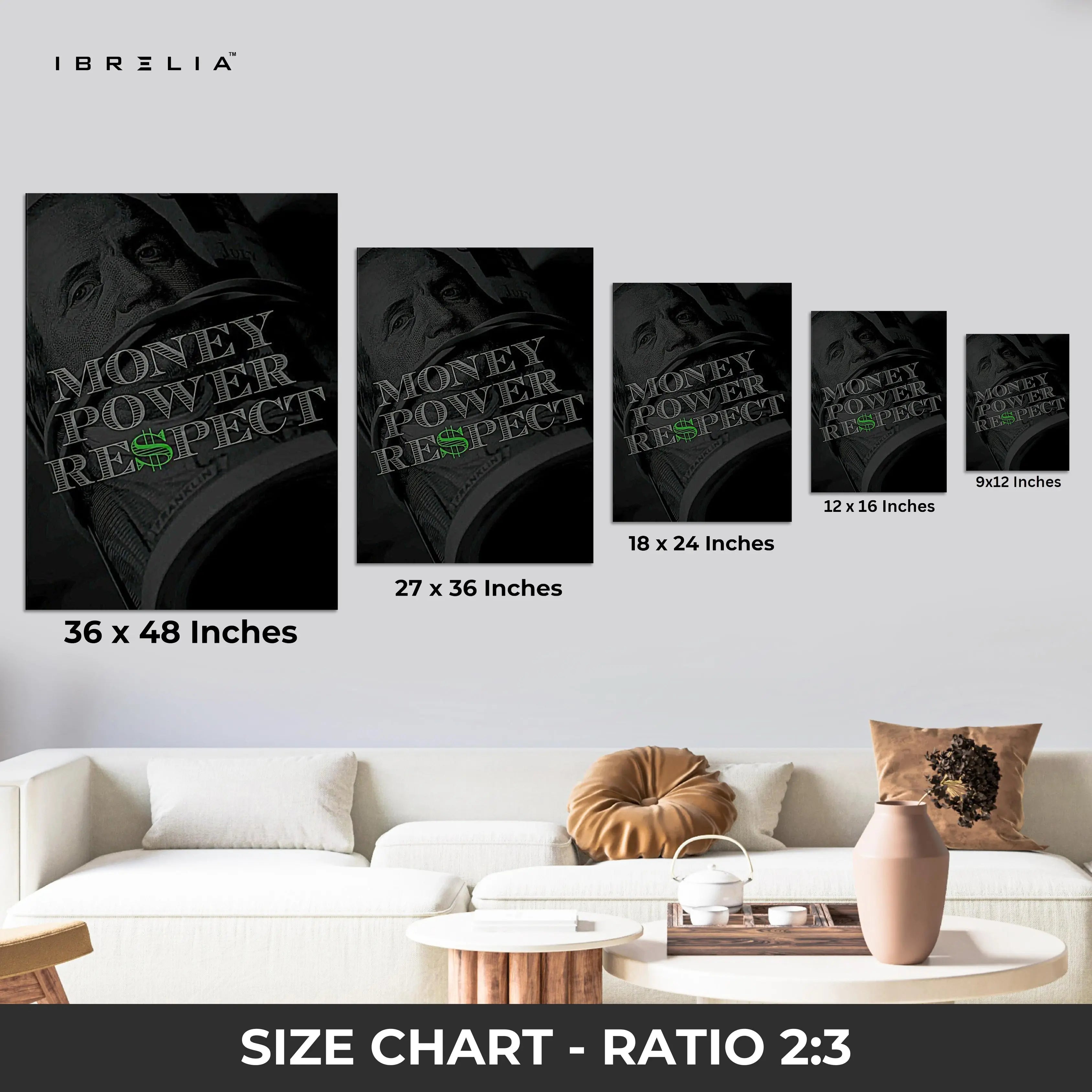 Money Power Respect Wall Frame | 4K Ultra Wrap Frame Wall Art in Pakistan | IBRELIA™ IBRELIA