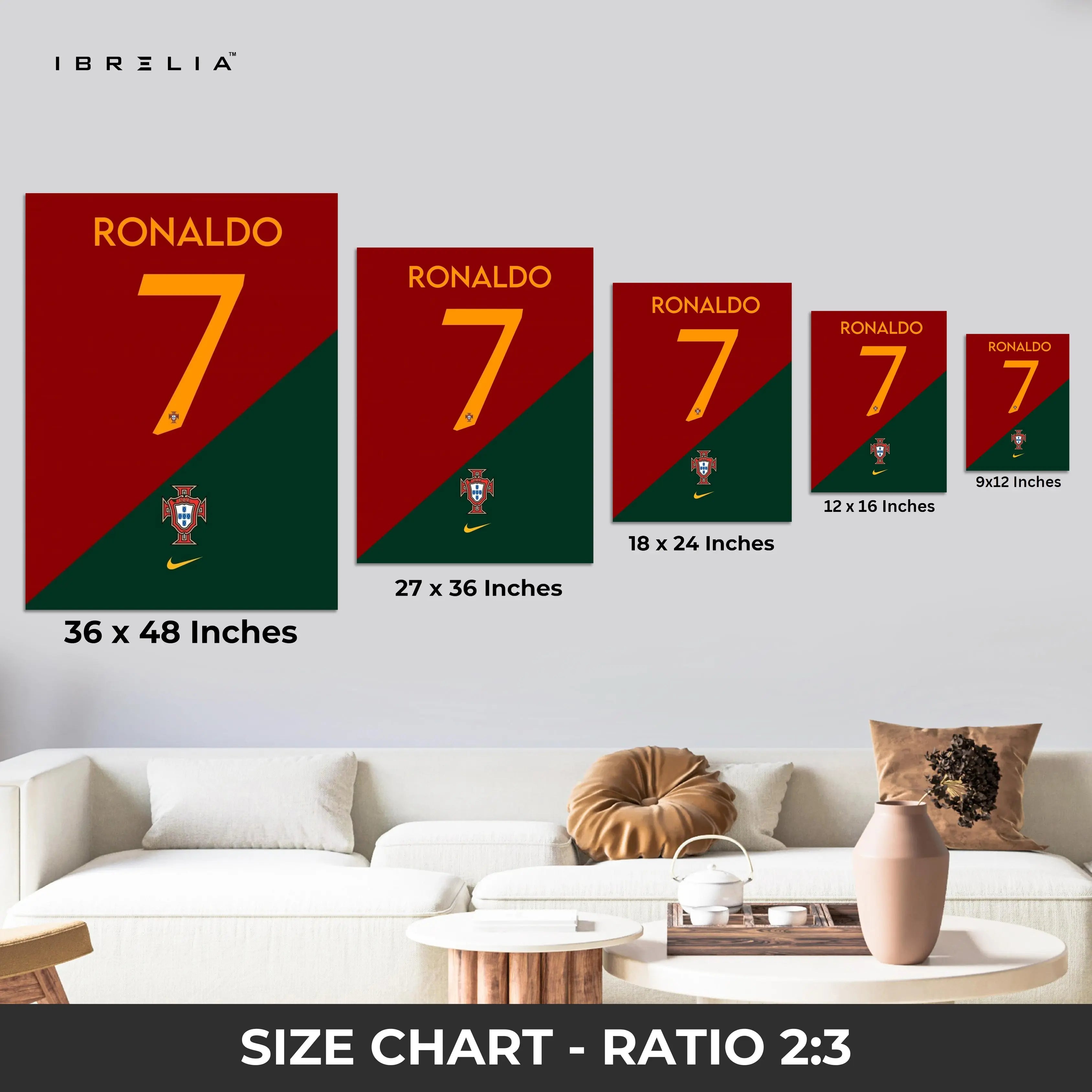 Cristiano Ronaldo Portugal No. 7 Wall Frame | 4K Ultra Wrap Frame Wall Art in Pakistan | IBRELIA™ IBRELIA