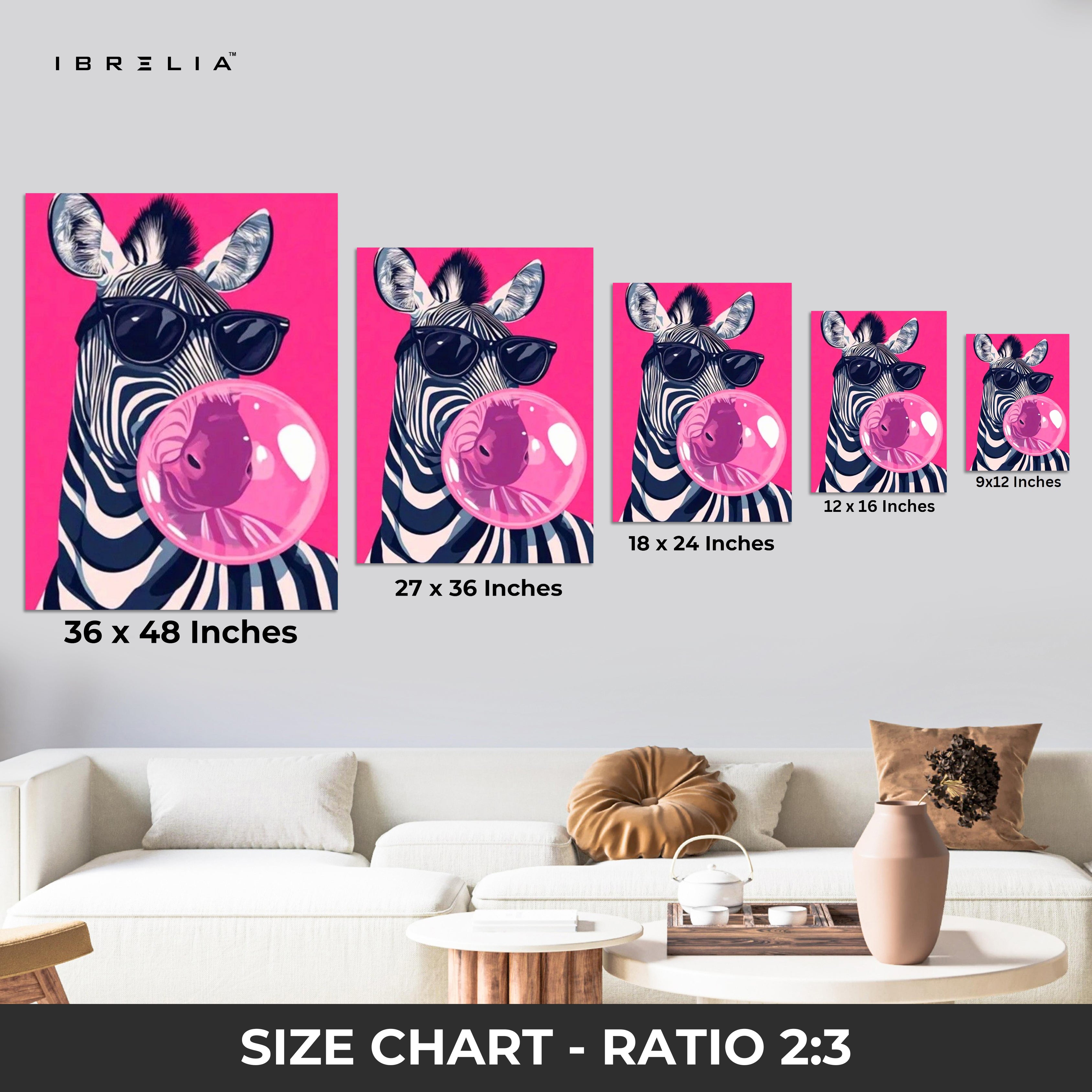 Bubblegum Zebra Wall Frame | 4K Ultra Wrap Frame Wall Art in Pakistan | IBRELIA™