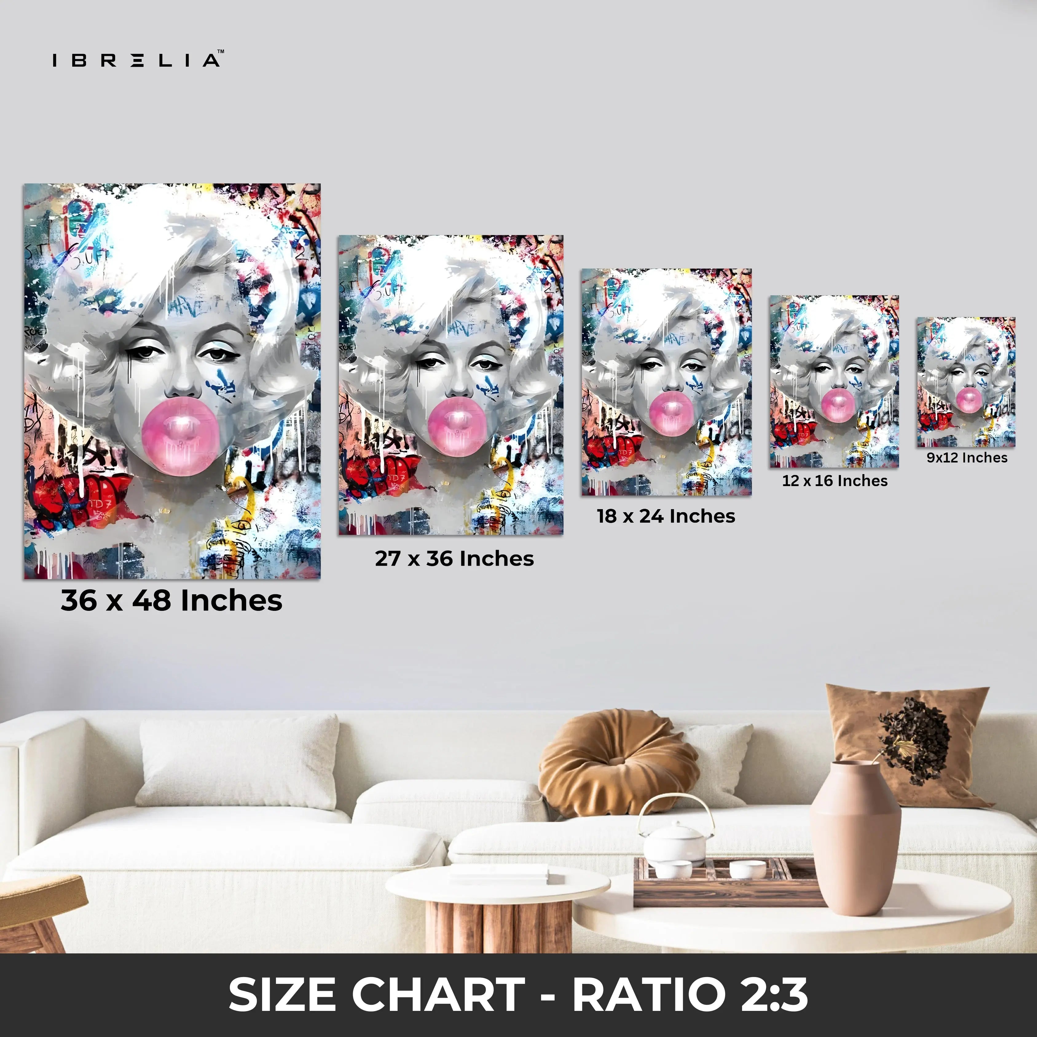Marilyn Monroe “Bubblegum Graffiti” Wall Frame | 4K Ultra Wrap Frame Wall Art in Pakistan | IBRELIA™ IBRELIA