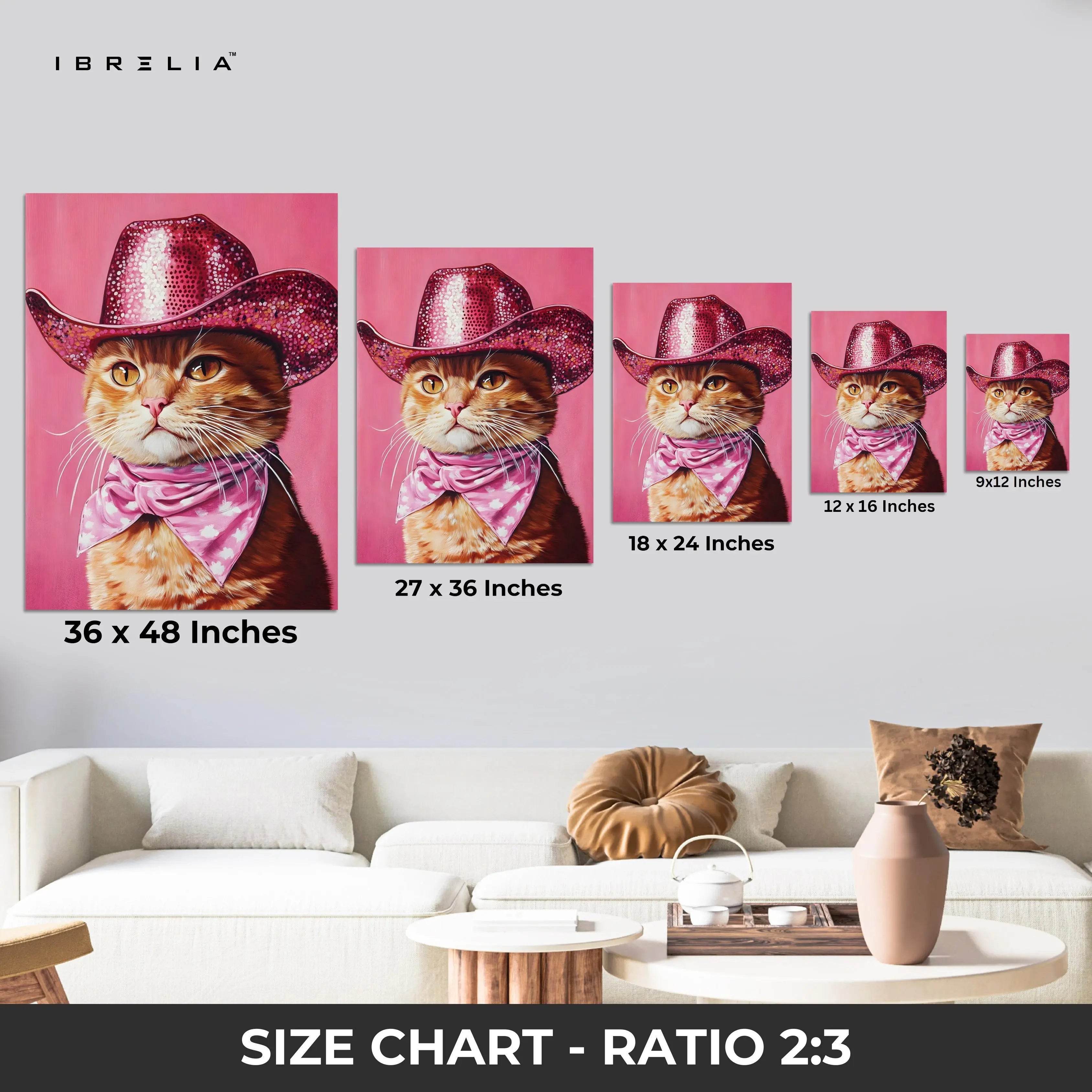 Cowgirl Cat Wall Frame | 4K Ultra Wrap Frame Wall Art in Pakistan | IBRELIA™ IBRELIA