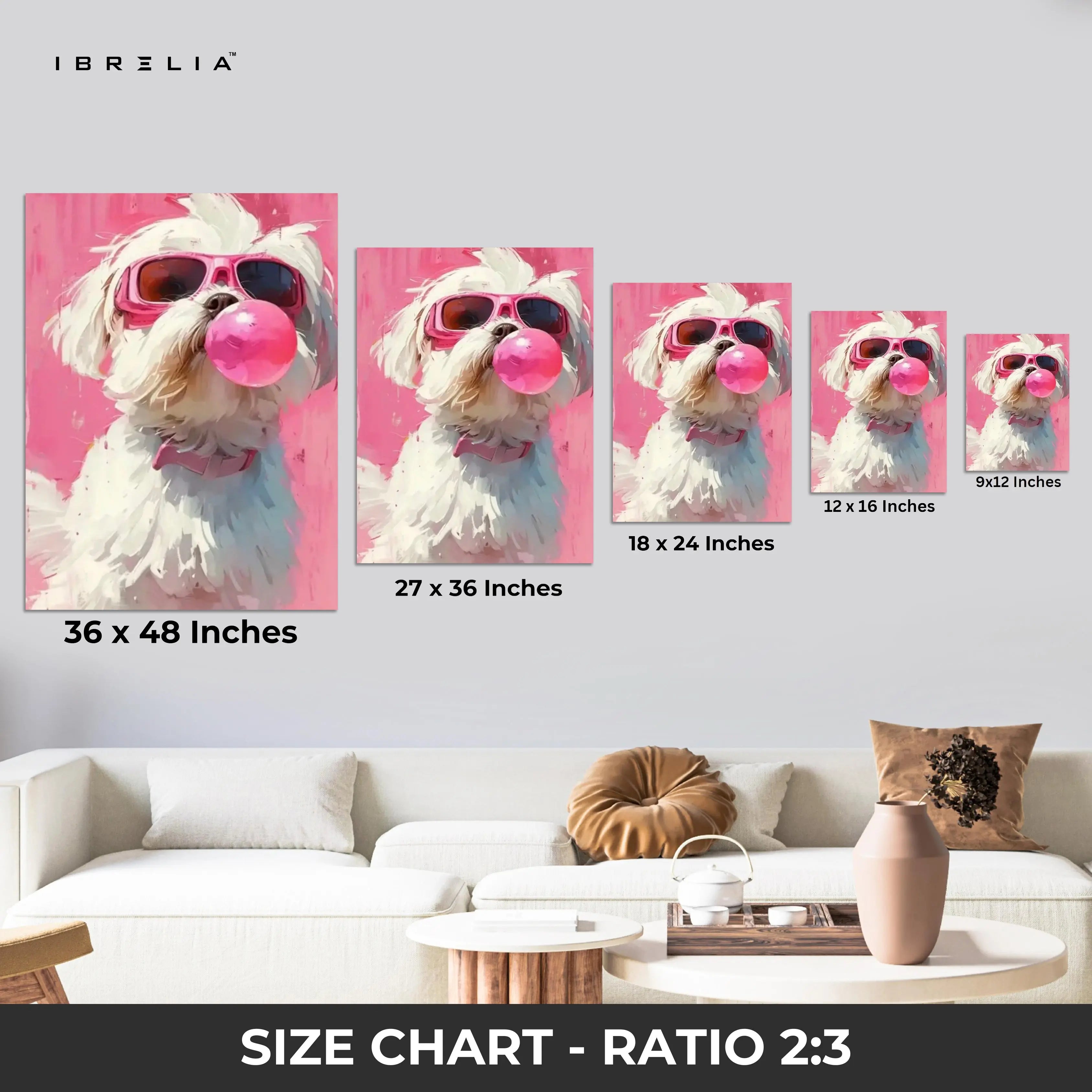 Bubblegum Pup Wall Frame | 4K Ultra Wrap Frame Wall Art in Pakistan | IBRELIA™ IBRELIA