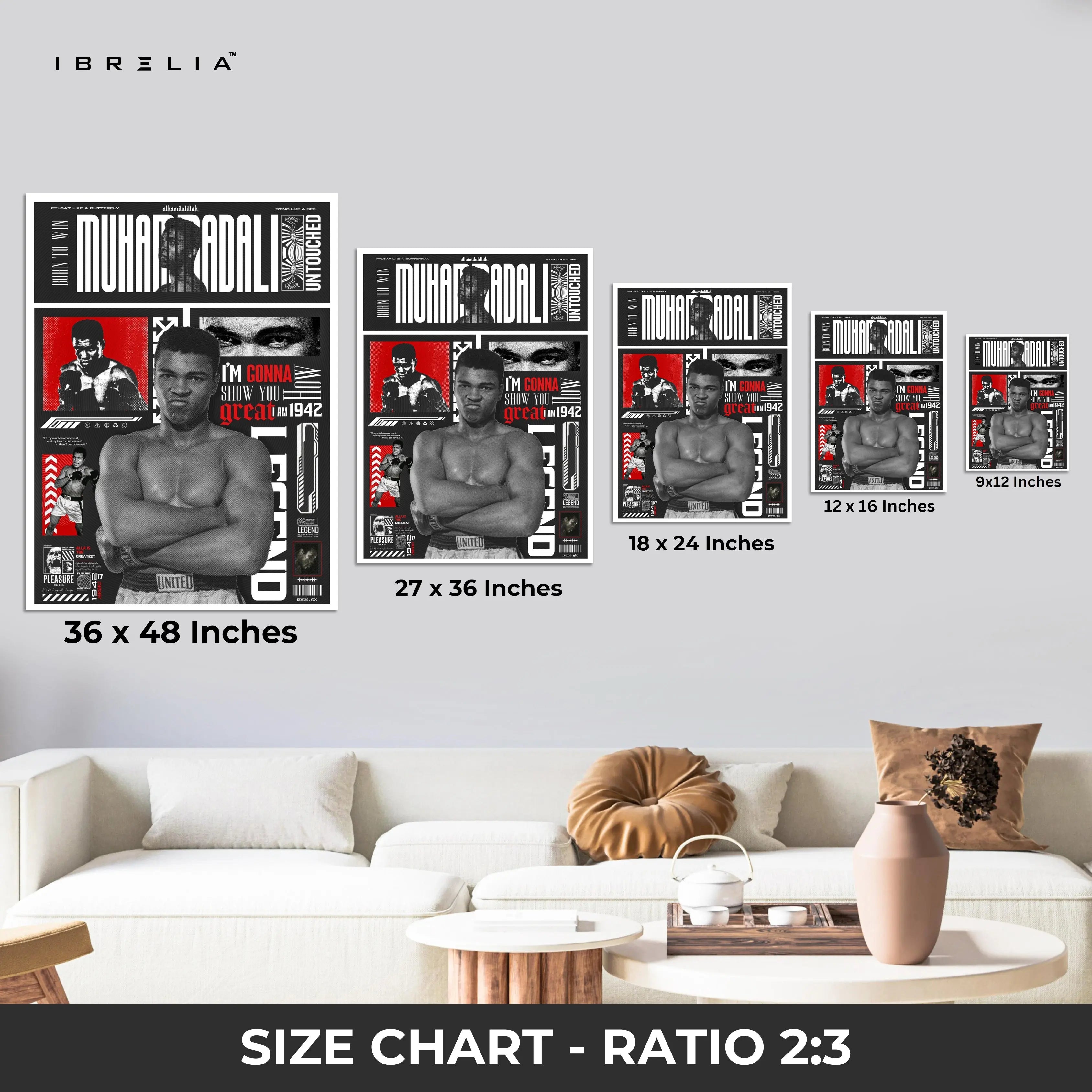 Muhammad Ali Wall Frame | 4K Ultra Wrap Frame Wall Art in Pakistan | IBRELIA™ IBRELIA