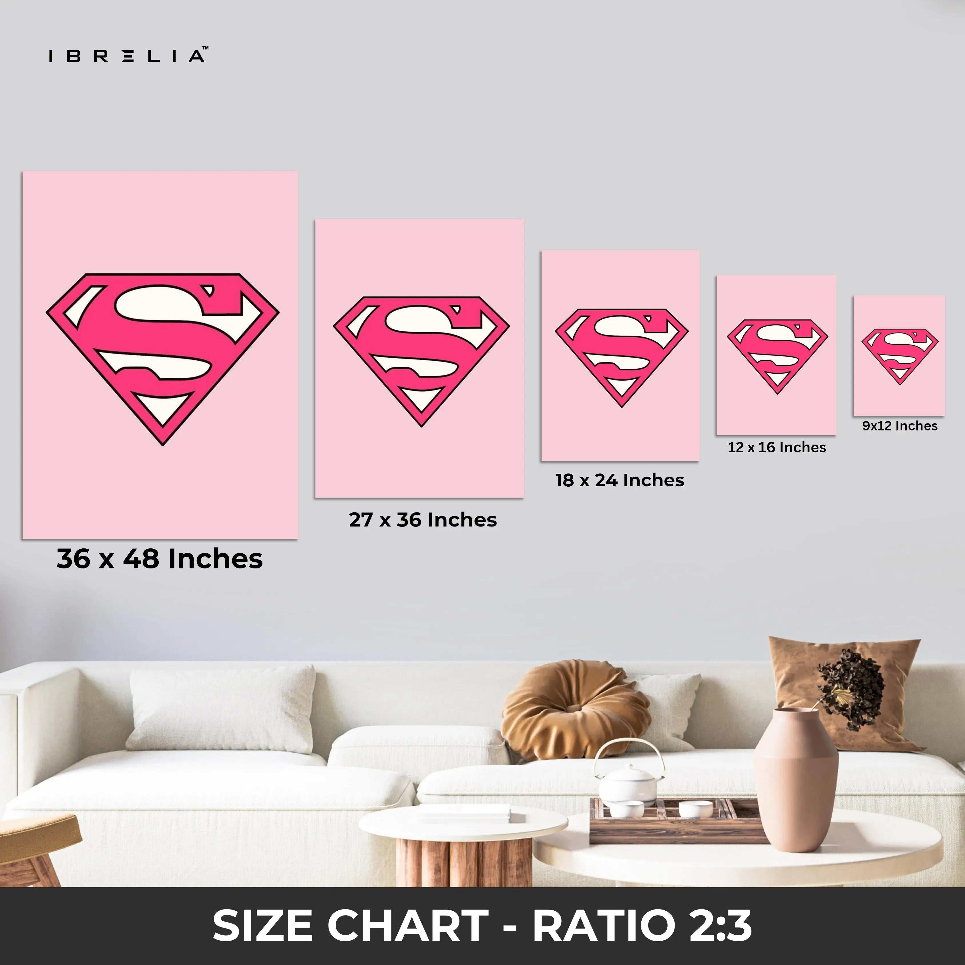 Pink Superman Logo Wall Frame | 4K Ultra Wrap Frame Wall Art in Pakistan | IBRELIA™ IBRELIA