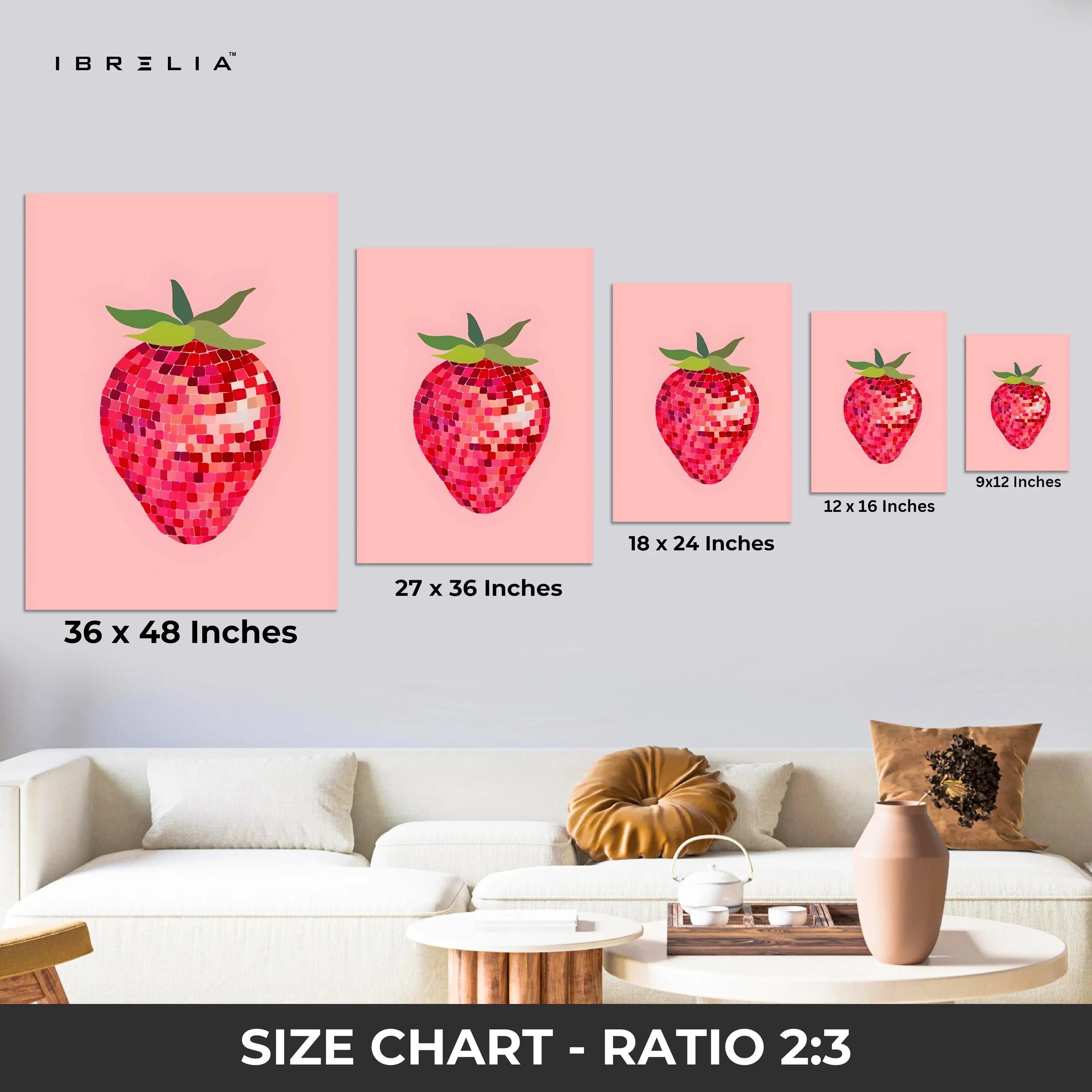 Pixel Strawberry Wall Frame | 4K Ultra Wrap Frame Wall Art in Pakistan | IBRELIA™ IBRELIA