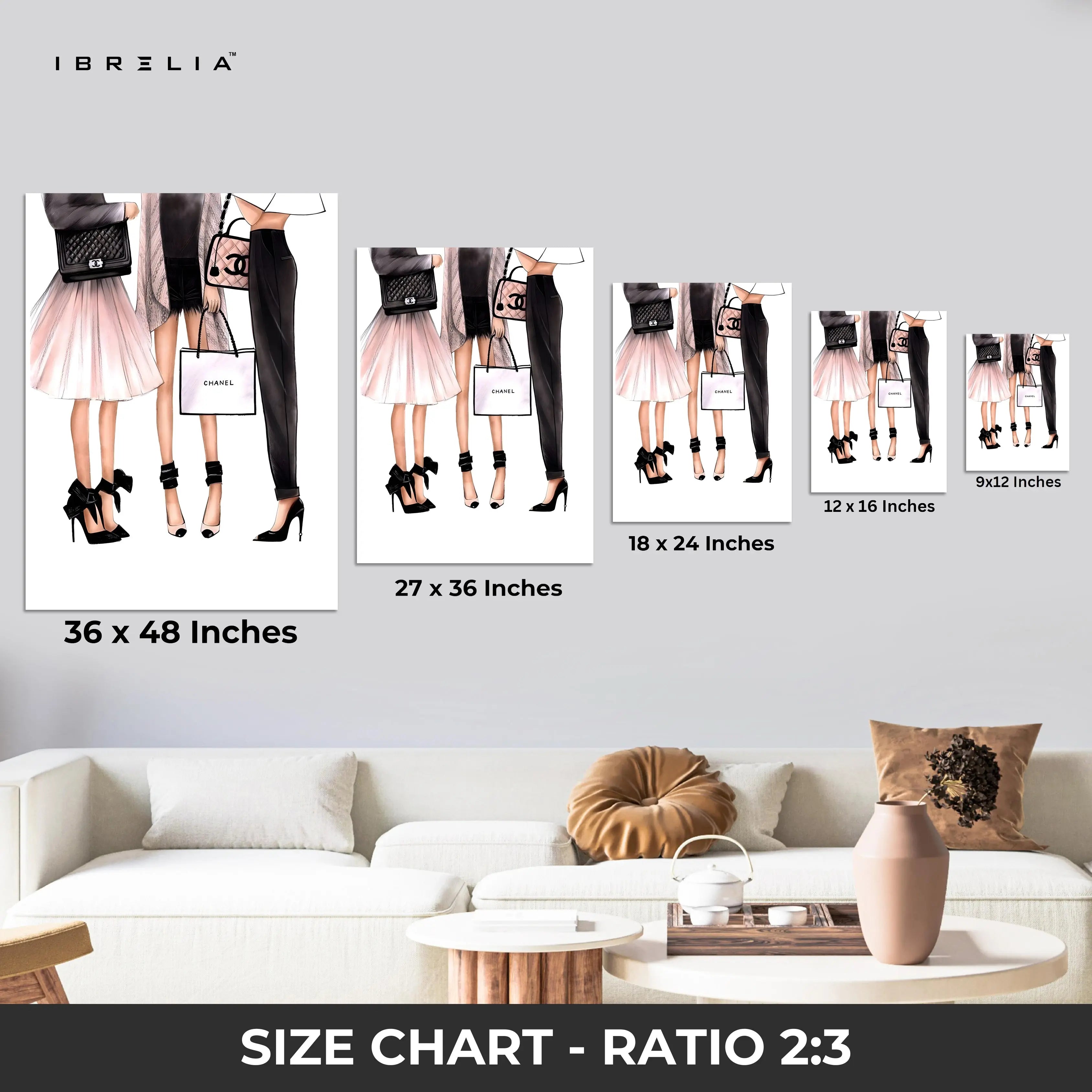 Chanel Fashion Trio Wall Frame | 4K Ultra Wrap Frame Wall Art in Pakistan | IBRELIA™ IBRELIA