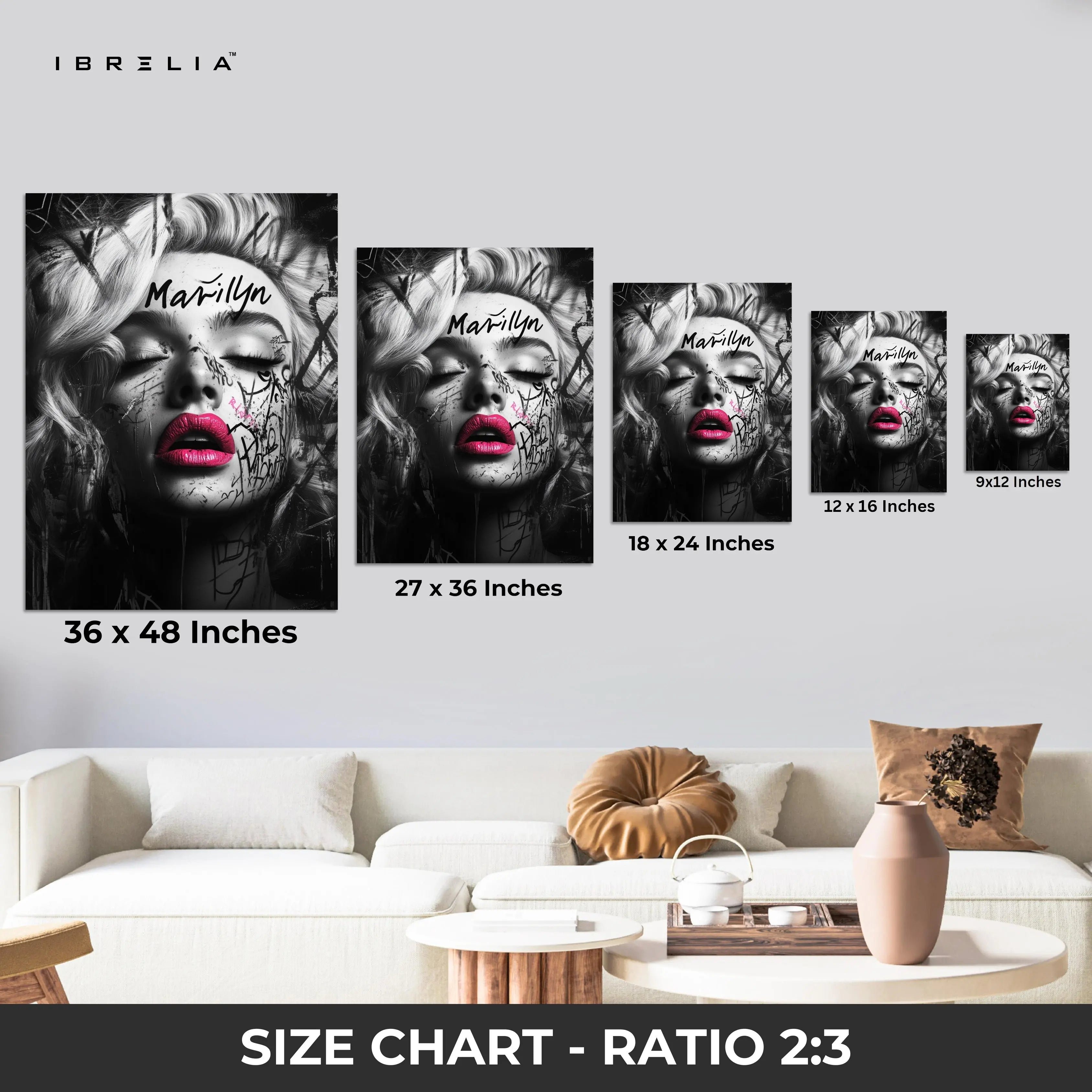 Marilyn Graffiti Portrait Wall Frame | 4K Ultra Wrap Frame Wall Art in Pakistan | IBRELIA™ IBRELIA