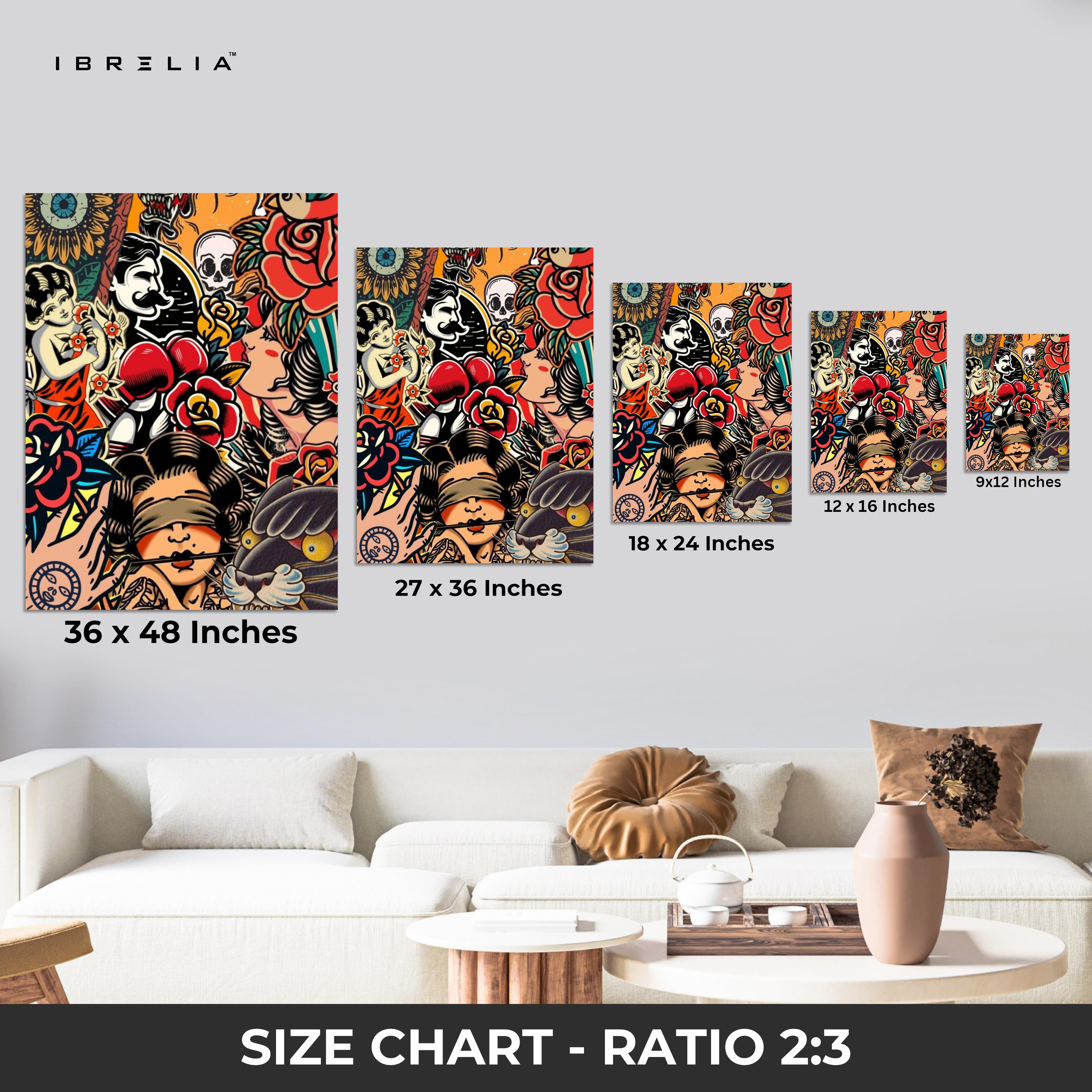 Graffiti Tattoo Collage Wall Frame | 4K Ultra Wrap Frame Wall Art in Pakistan | IBRELIA™
