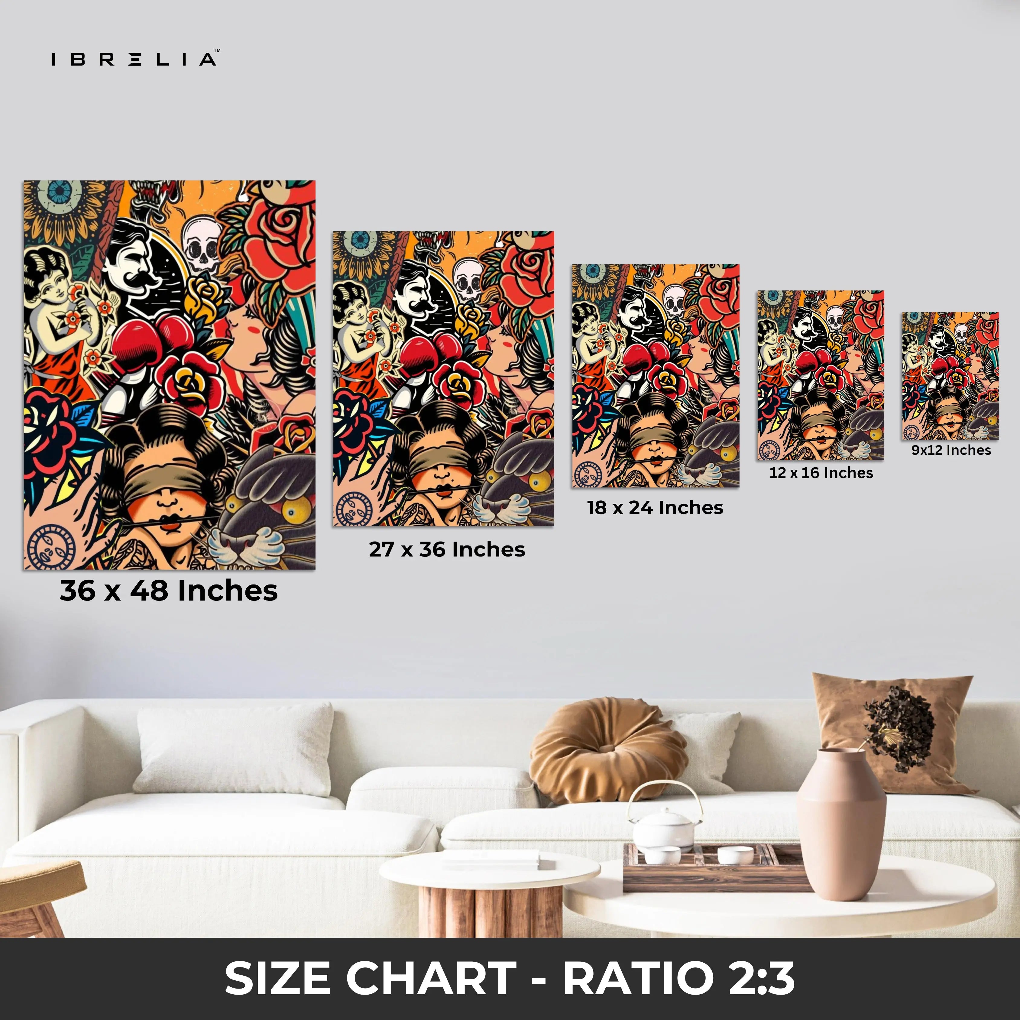 Graffiti Tattoo Collage Wall Frame | 4K Ultra Wrap Frame Wall Art in Pakistan | IBRELIA™ IBRELIA