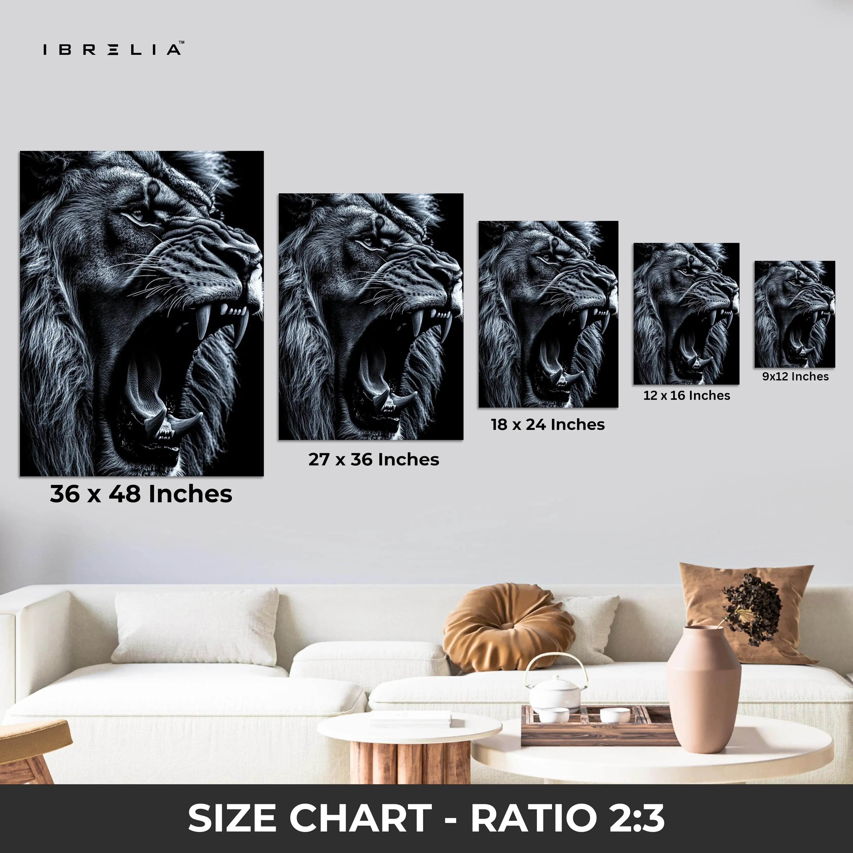 Roaring Lion Wall Frame | 4K Ultra Wrap Frame Wall Art in Pakistan | IBRELIA™ IBRELIA