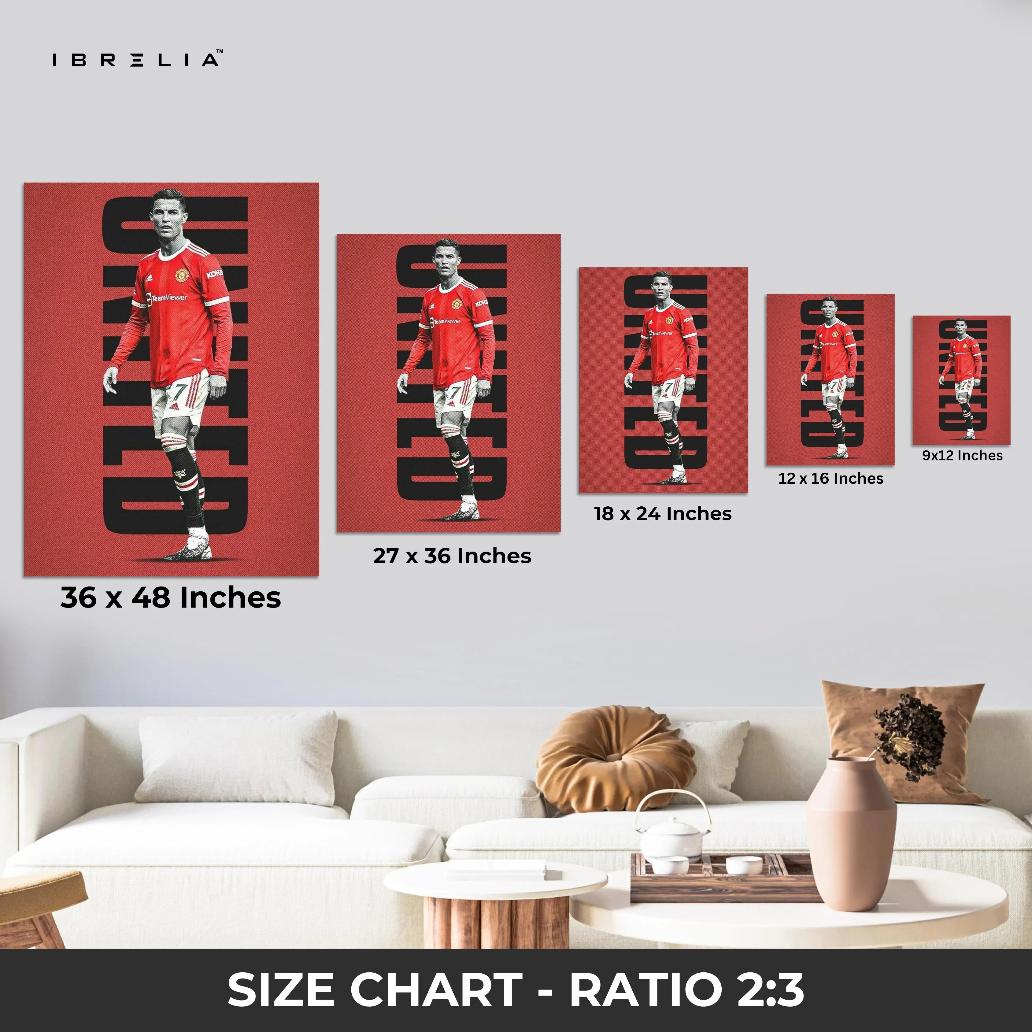 Cristiano Ronaldo Manchester United Wall Frame | 4K Ultra Wrap Frame Wall Art in Pakistan | IBRELIA™ IBRELIA