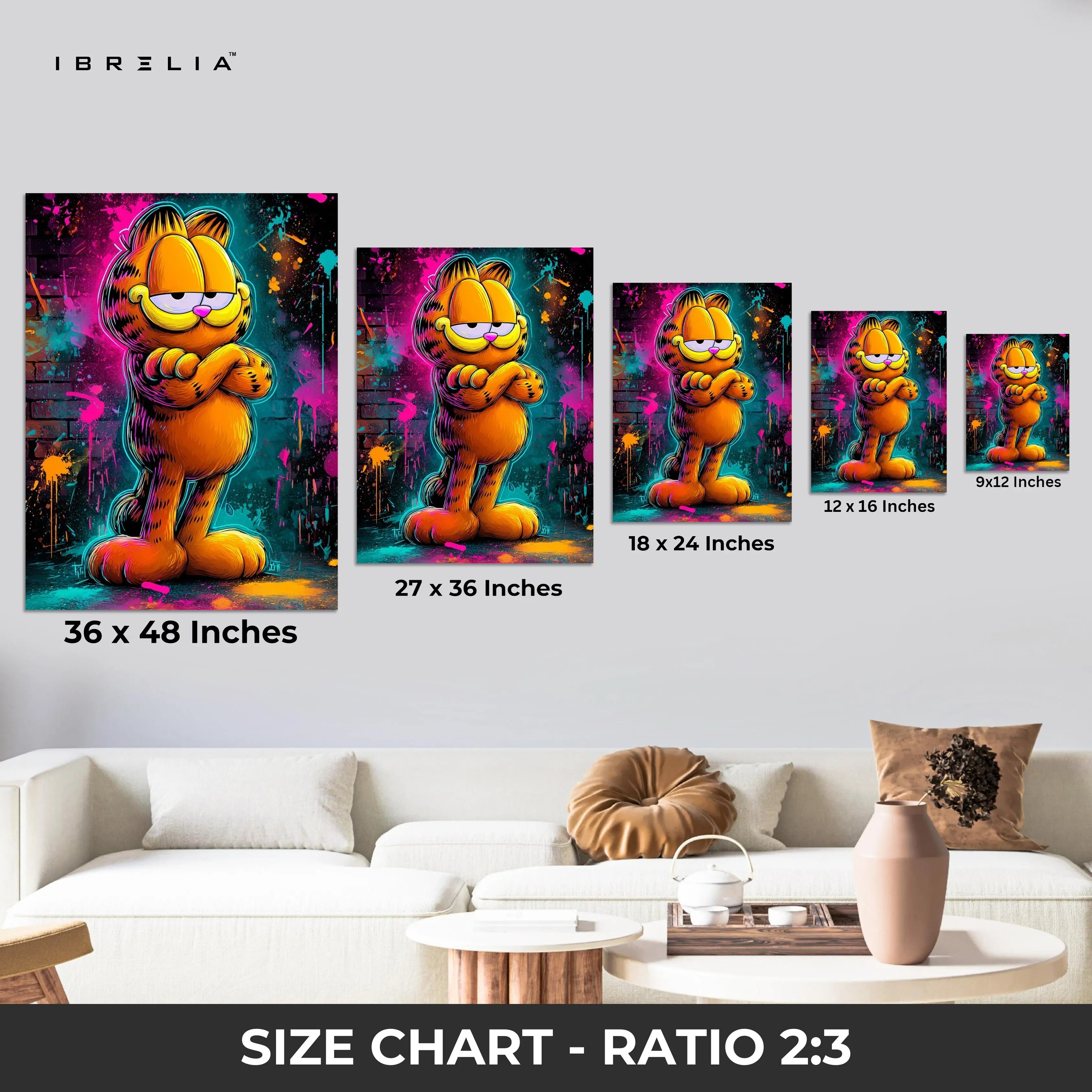 Graffiti Garfield Wall Frame | 4K Ultra Wrap Frame Wall Art in Pakistan | IBRELIA™ IBRELIA