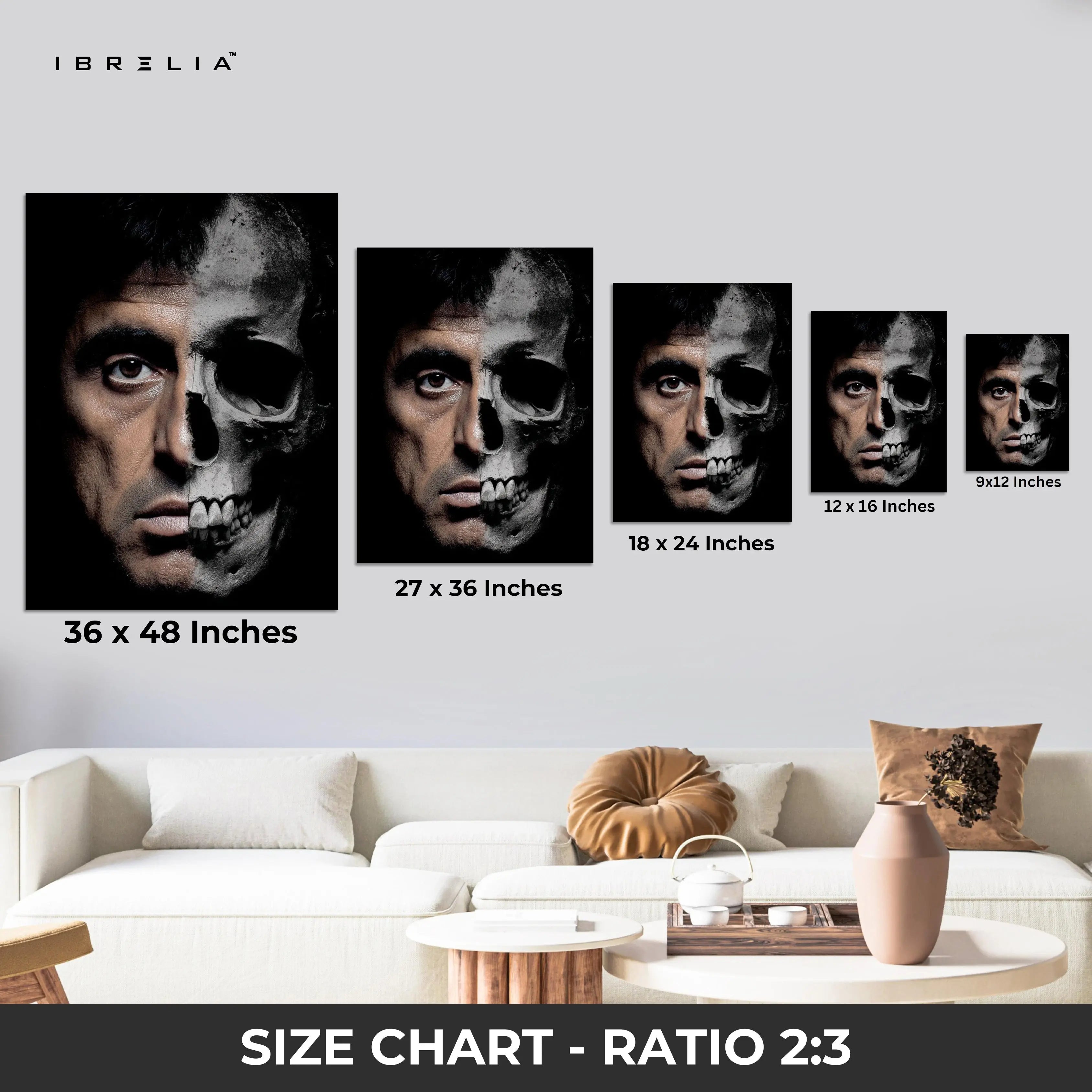 Scarface Half Skull Wall Frame | 4K Ultra Wrap Frame Wall Art in Pakistan | IBRELIA™ IBRELIA