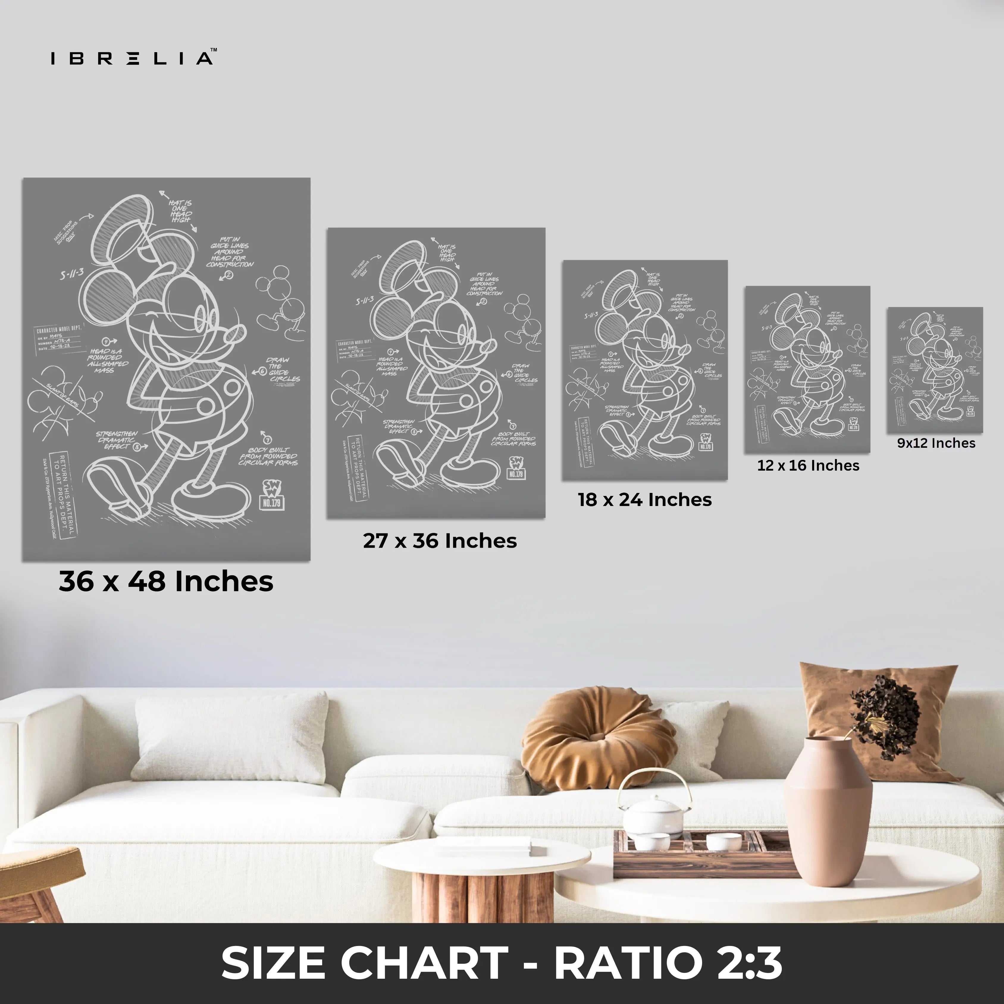 Mickey Mouse Blueprint Wall Frame | 4K Ultra Wrap Frame Wall Art in Pakistan | IBRELIA™ IBRELIA