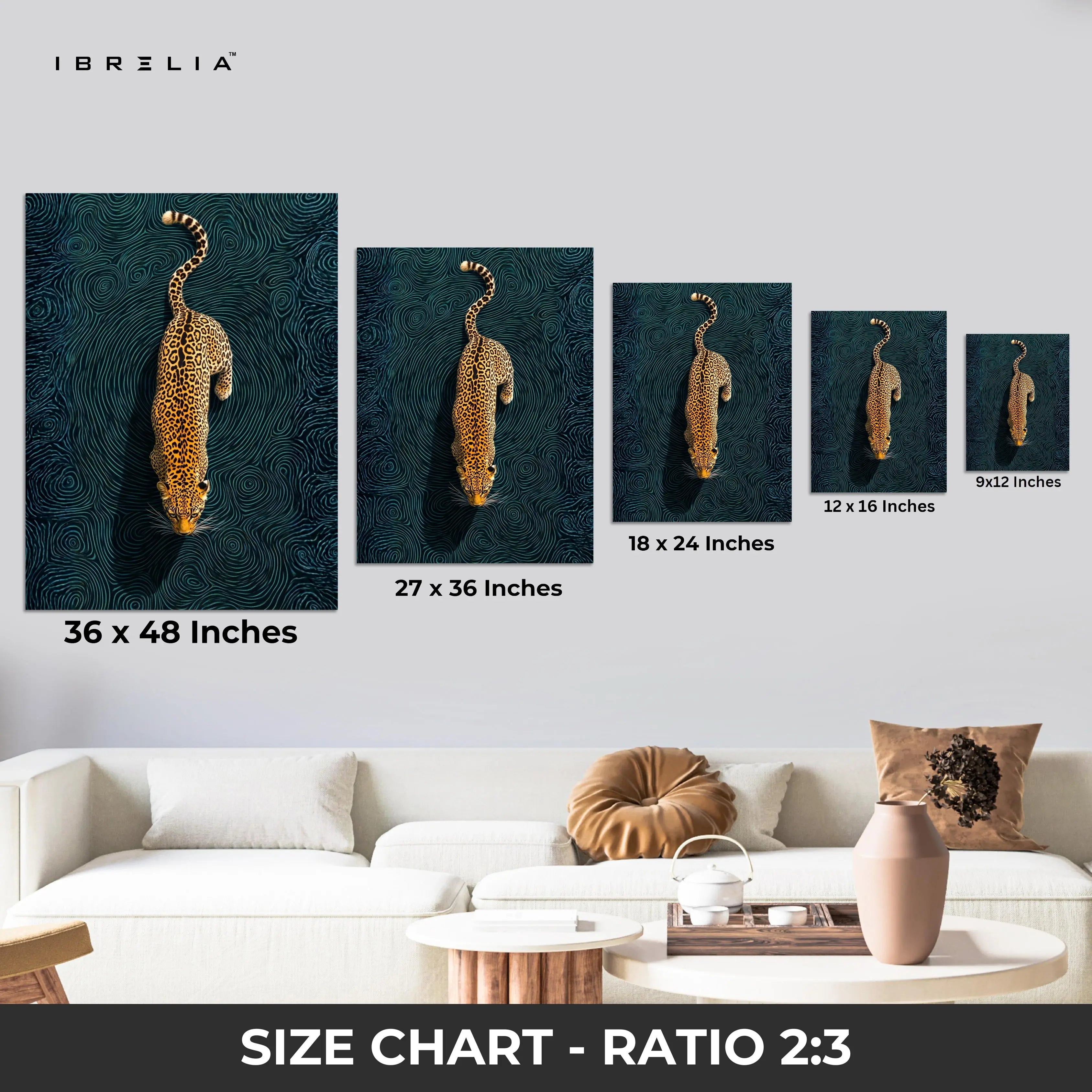 Golden Leopard Dive Wall Frame | 4K Ultra Wrap Frame Wall Art in Pakistan | IBRELIA™ IBRELIA