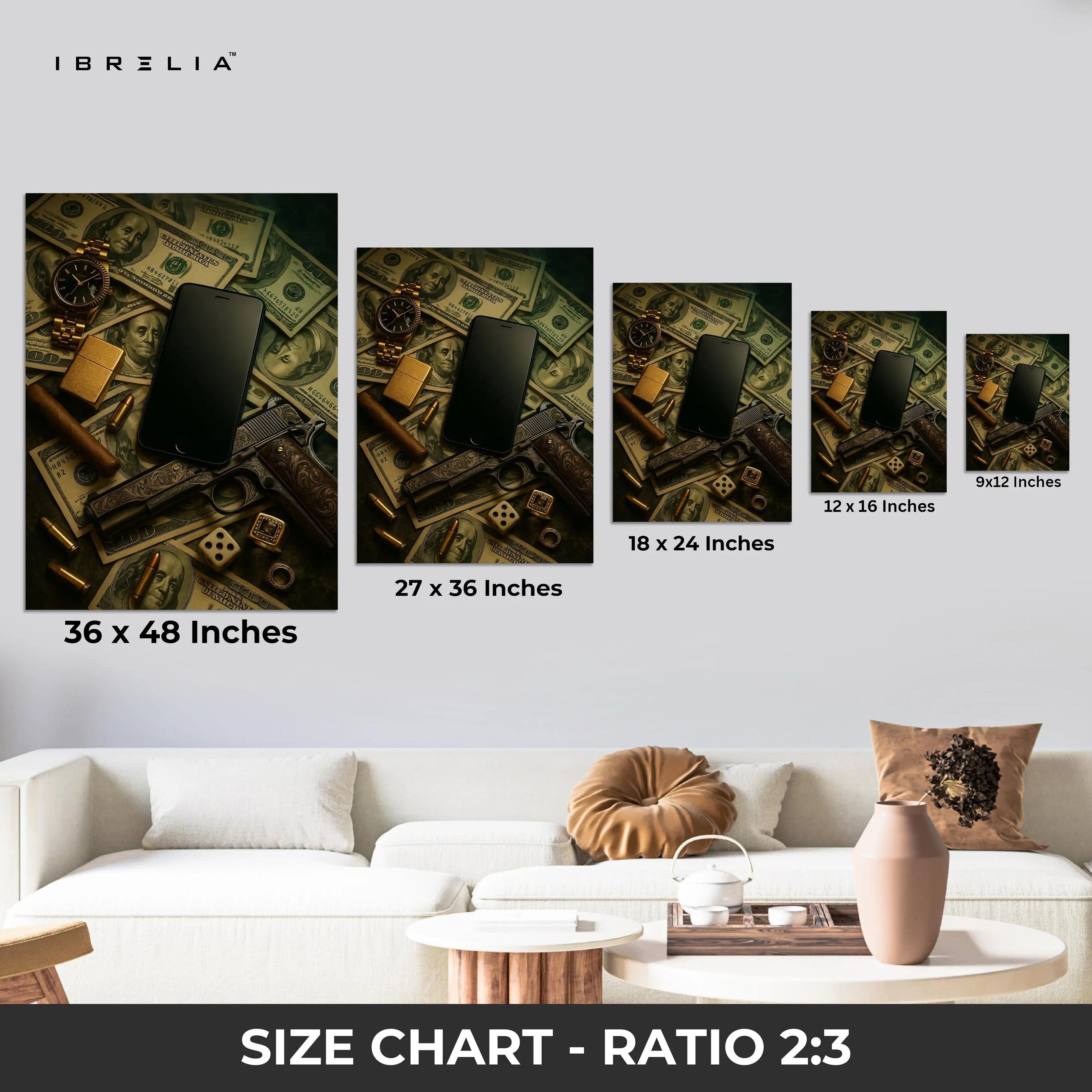 Power, Money & Luxury Wall Frame | 4K Ultra Wrap Frame Wall Art in Pakistan | IBRELIA™ IBRELIA